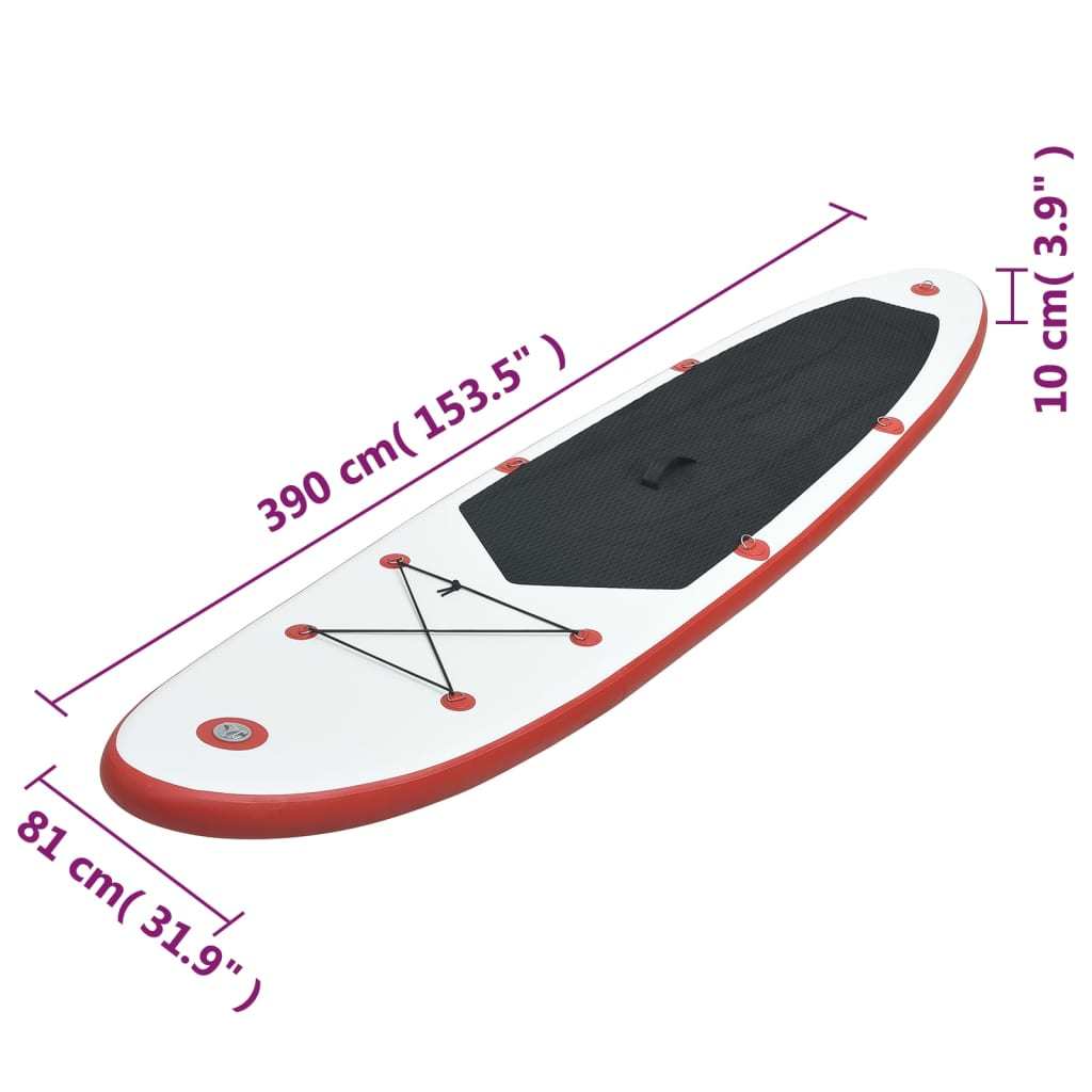 Doba Red Stand Up Paddle Board Set SUP Surfboard Inflatable Red and White Stand Up Paddle Board Set SUP Surfboard Inflatable Red and White