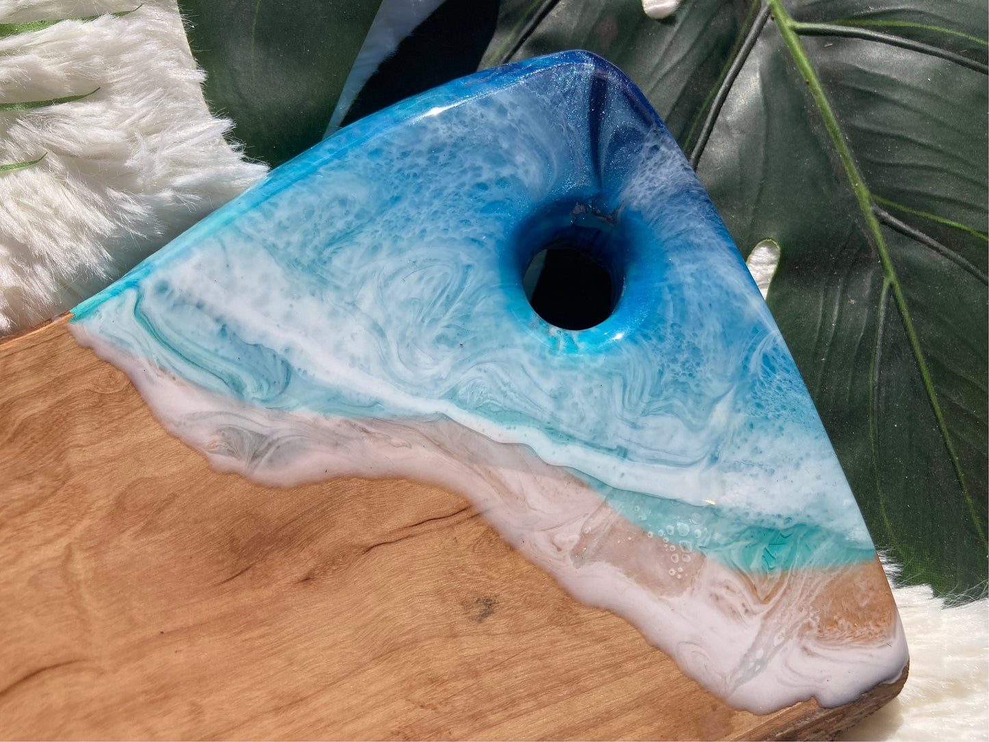 Ocean Charcuterie Board, Resin Charcuterie Board, Ocean Waves Cutting Board, Nautical Cheese Serving Tray, Beach House Decor Gift