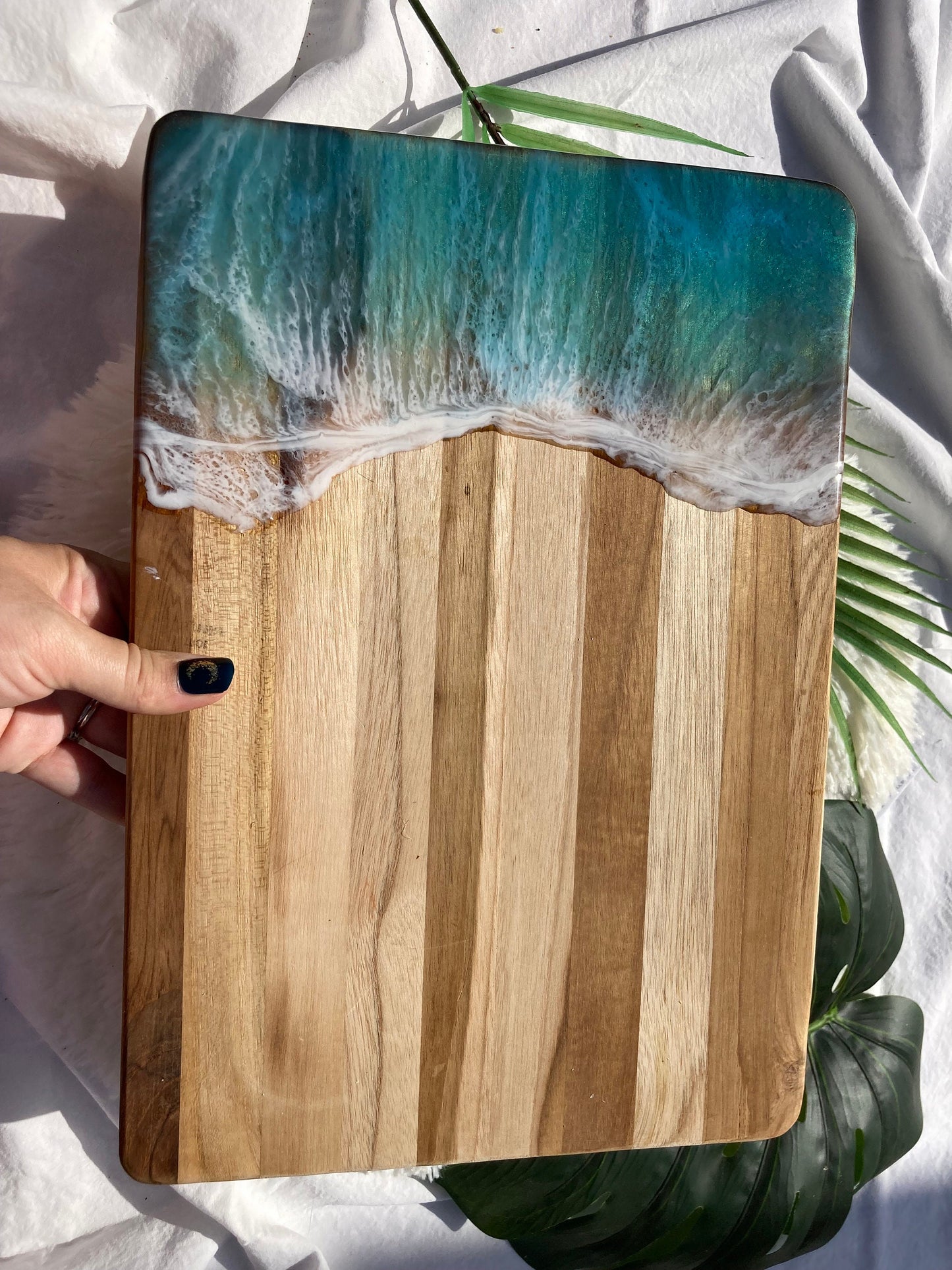 Ocean Charcuterie Board, Resin Charcuterie Board, Ocean Waves Cutting Board, Nautical Cheese Serving Tray, Beach House Decor Gift