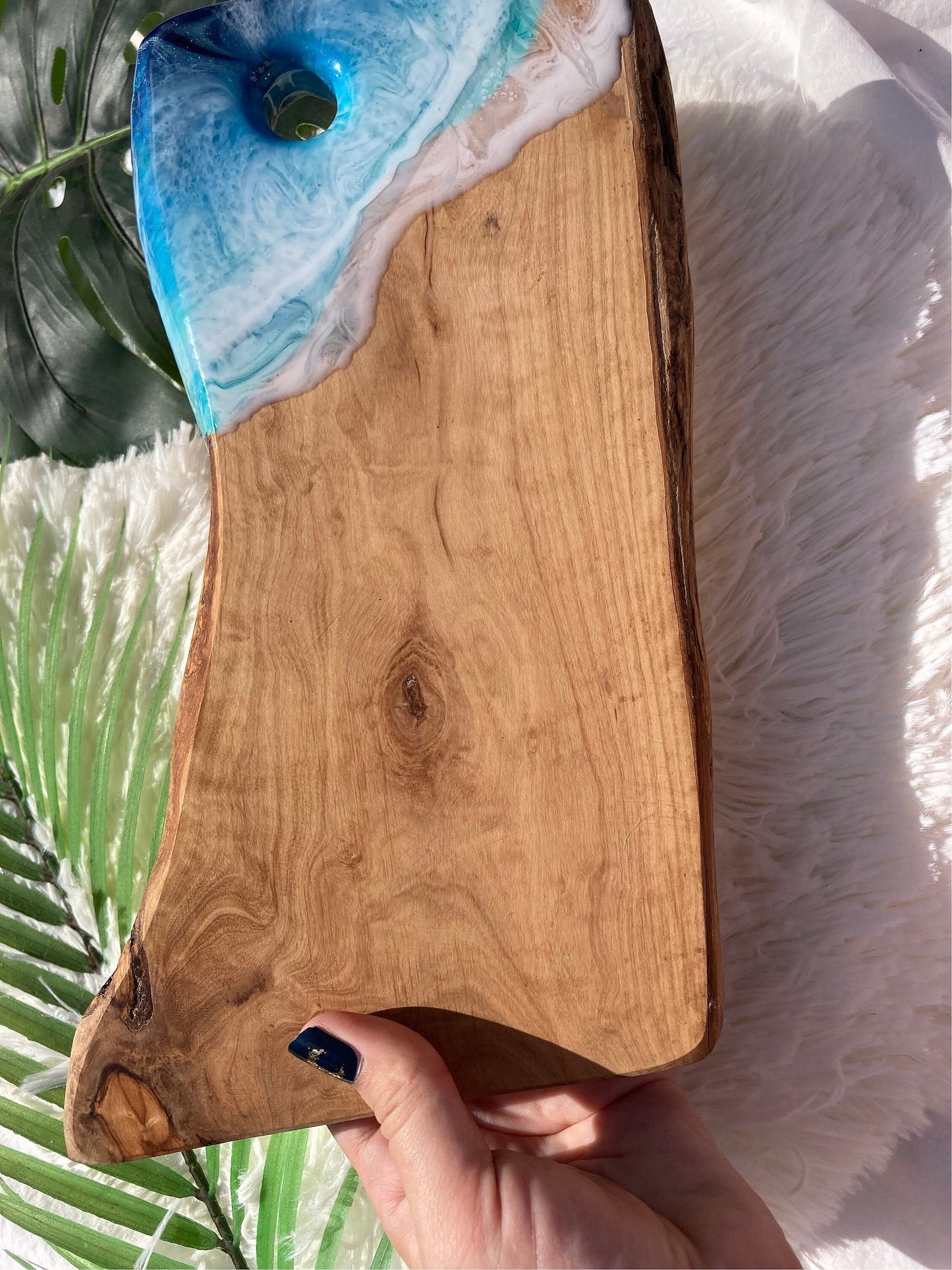 Ocean Charcuterie Board, Resin Charcuterie Board, Ocean Waves Cutting Board, Nautical Cheese Serving Tray, Beach House Decor Gift