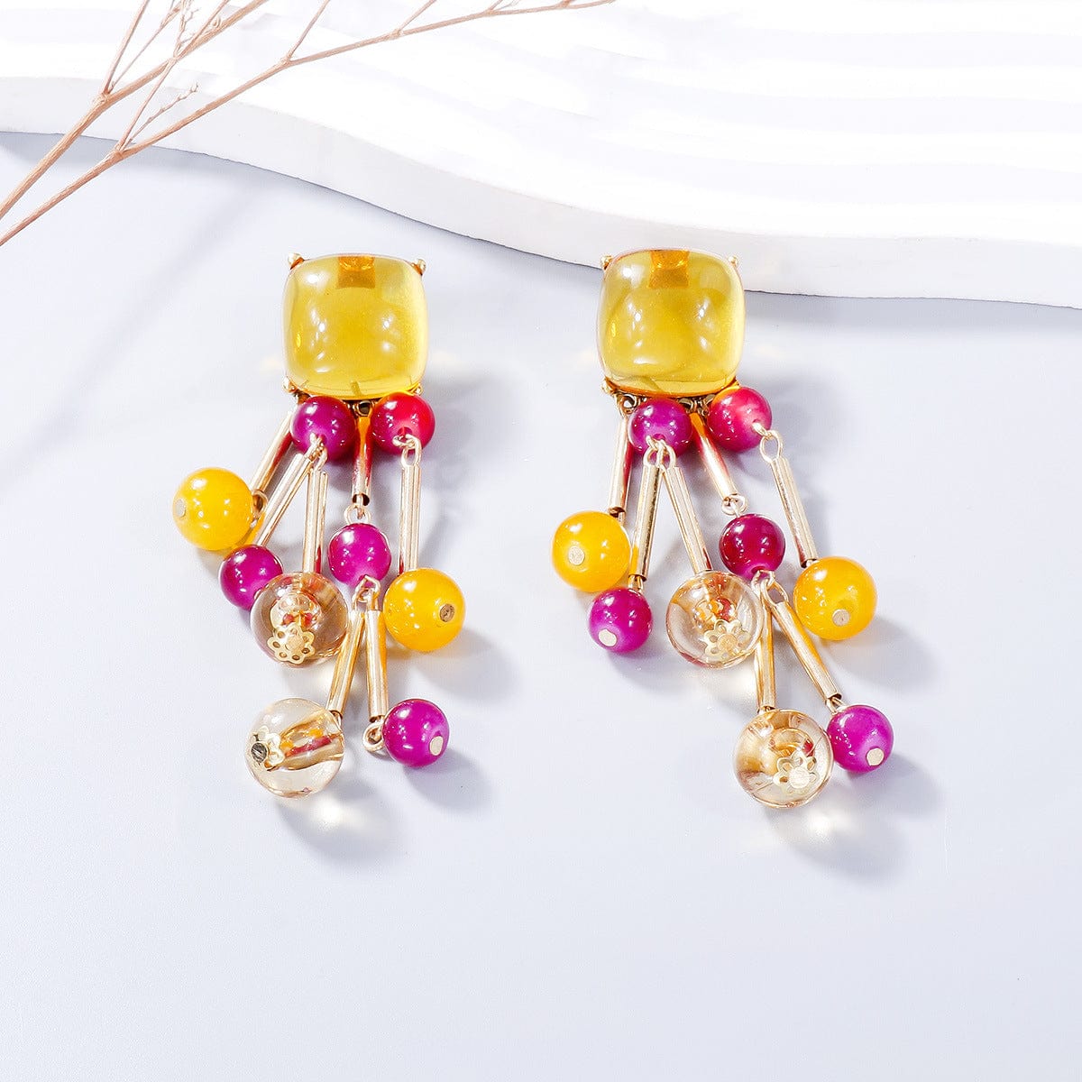 Trendsi Acrylic Bead Dangle Earrings Acrylic Bead Dangle Earrings