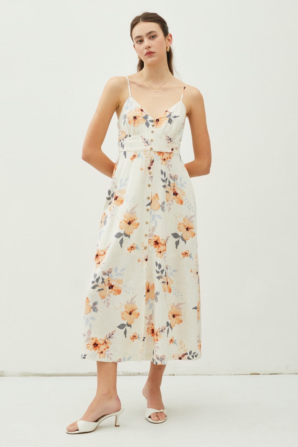 Trendsi Be Cool Floral Button Down Cami Midi Dress Be Cool Floral Button Down Cami Midi Dress