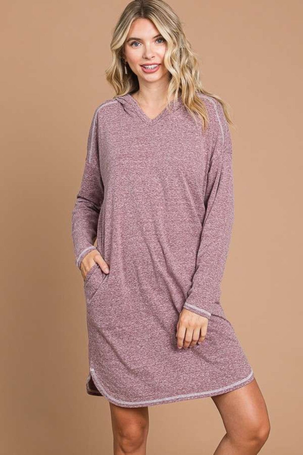 Trendsi Culture Code Full Size Hooded Long Sleeve Sweater Dress Culture Code Full Size Hooded Long Sleeve Sweater Dress