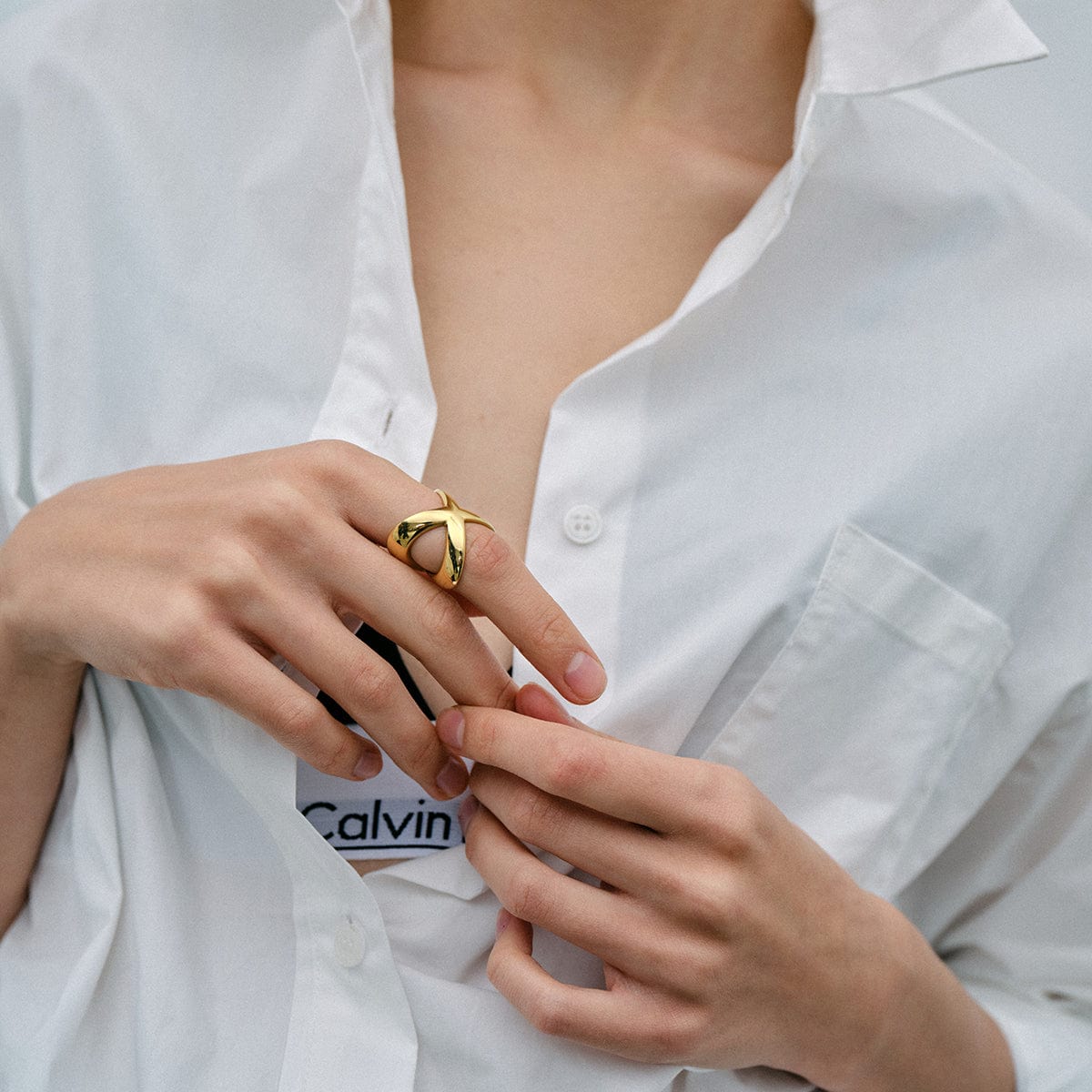 Trendsi Fall Gold / 7 18K Gold-Plated Crisscross Ring 18K Gold-Plated Crisscross Ring