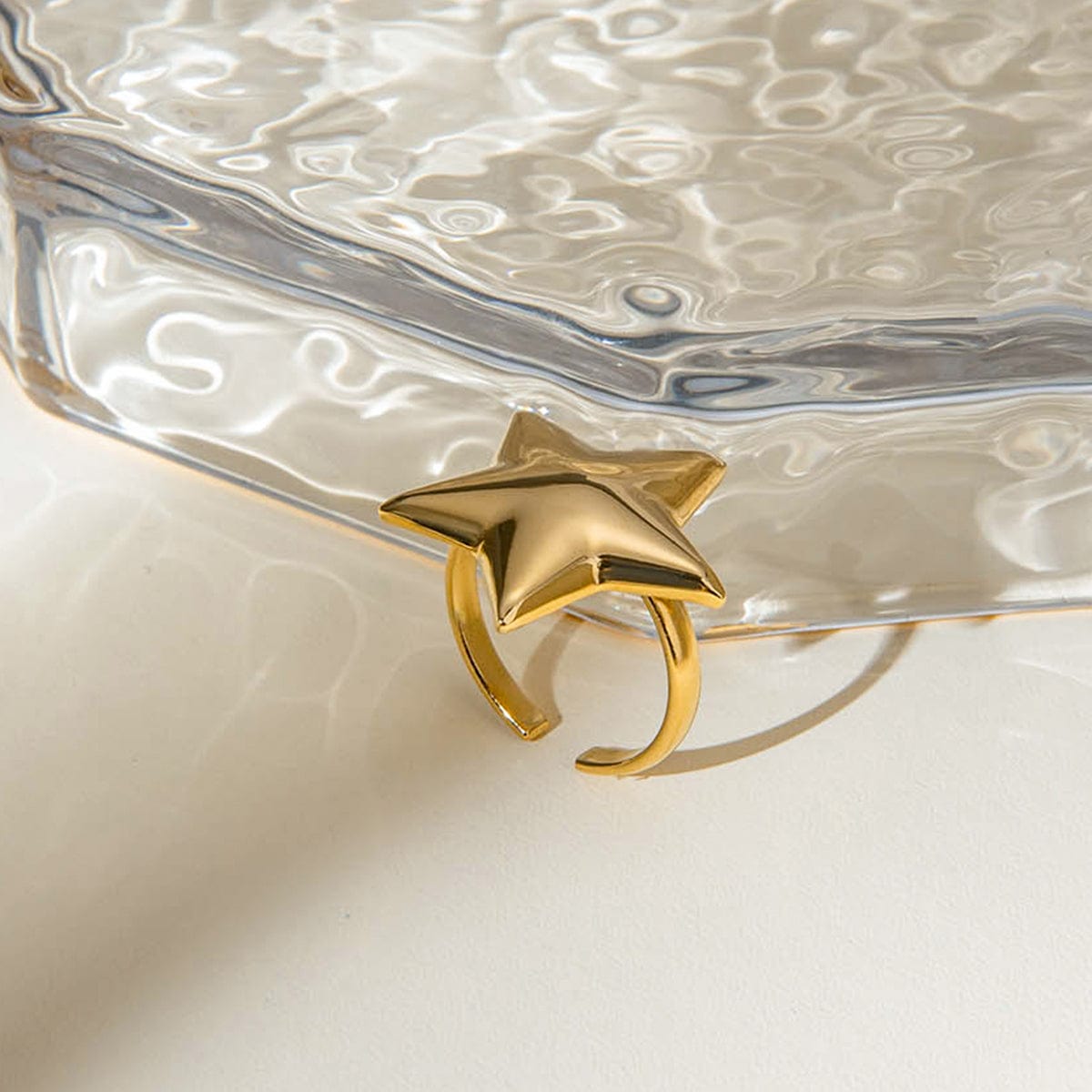 Trendsi Fall Gold / One Size 18K Gold-Plated Stainless Steel Star Ring 18K Gold-Plated Stainless Steel Star Ring