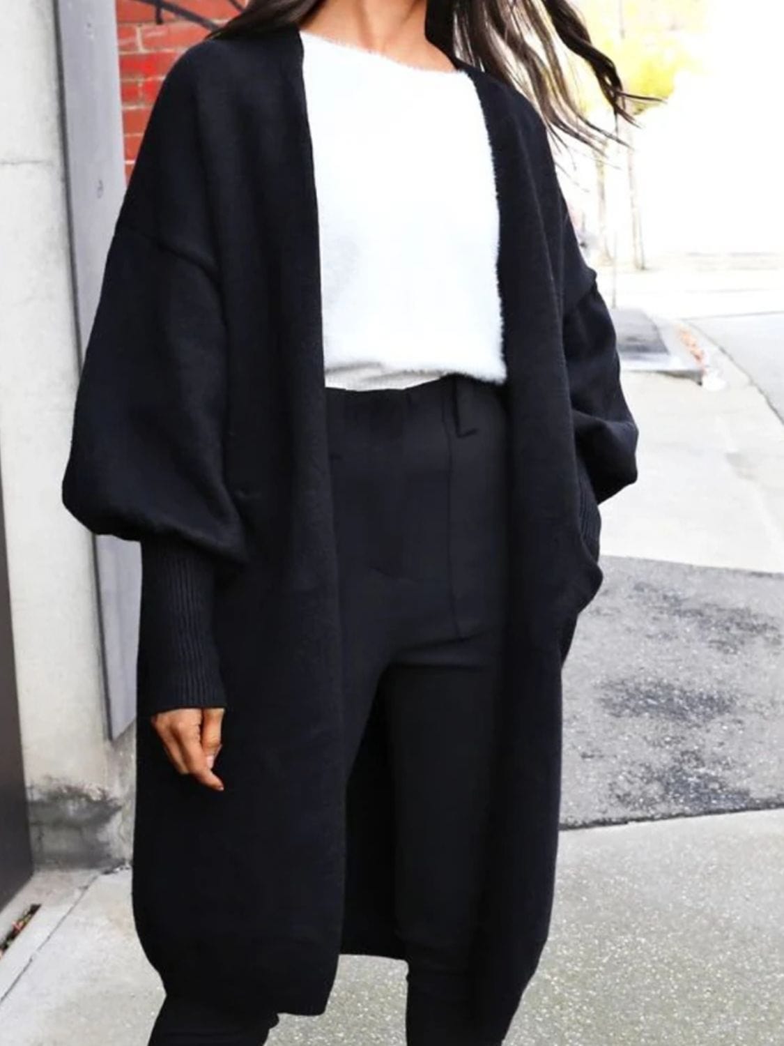 Trendsi Fall Open Front Dropped Shoulder Cardigan Open Front Dropped Shoulder Cardigan