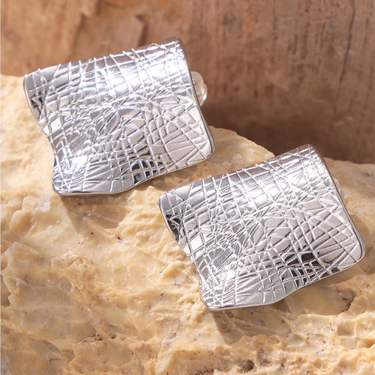Trendsi Fall Textured Titanium Steel Stud Earrings Textured Titanium Steel Stud Earrings