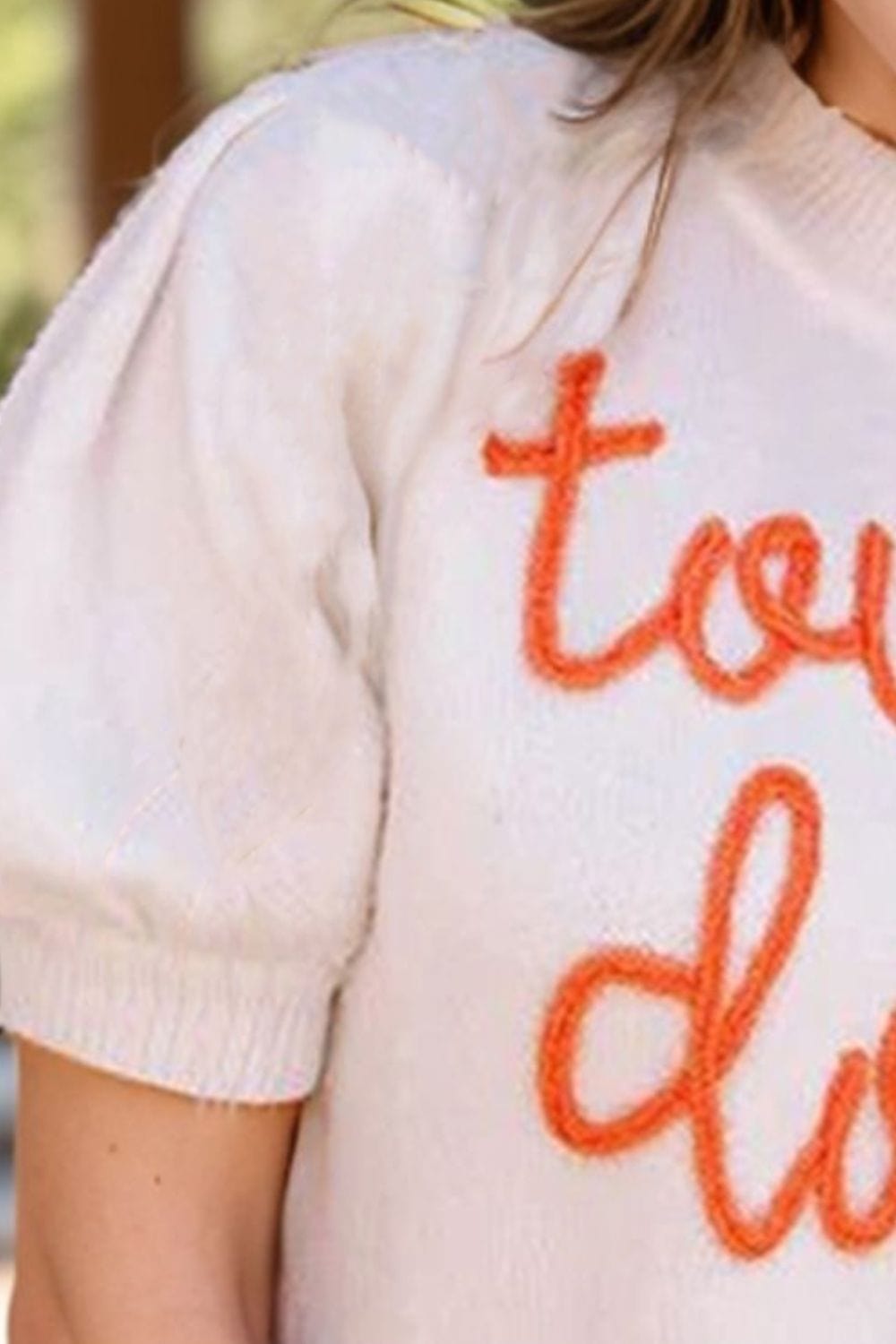 Trendsi Fall TOUCH DOWN Mock Neck Short Sleeve Knit Top TOUCH DOWN Mock Neck Short Sleeve Knit Top