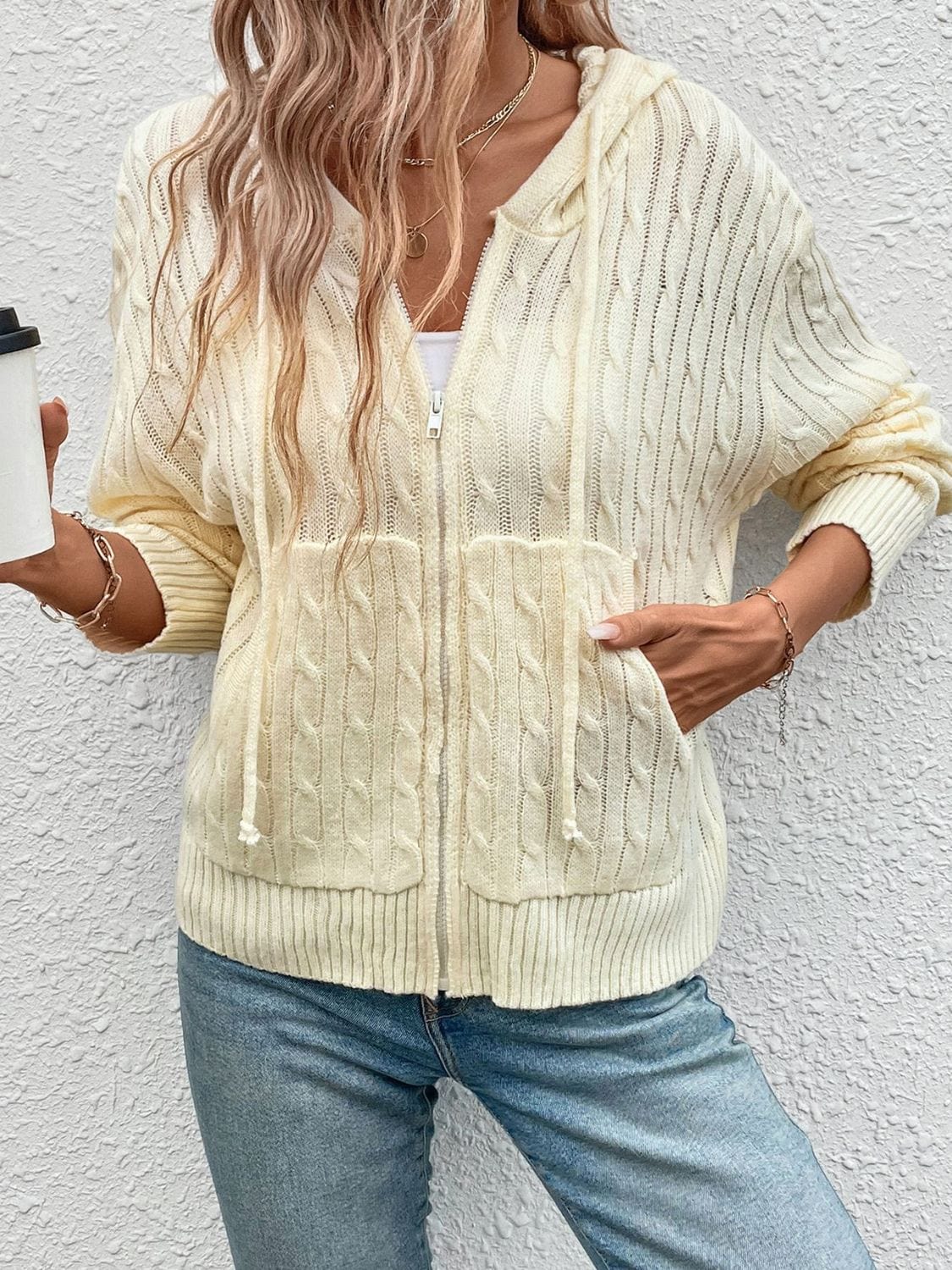 Trendsi Fall Zip Up Long Sleeve Hooded Cardigan Zip Up Long Sleeve Hooded Cardigan