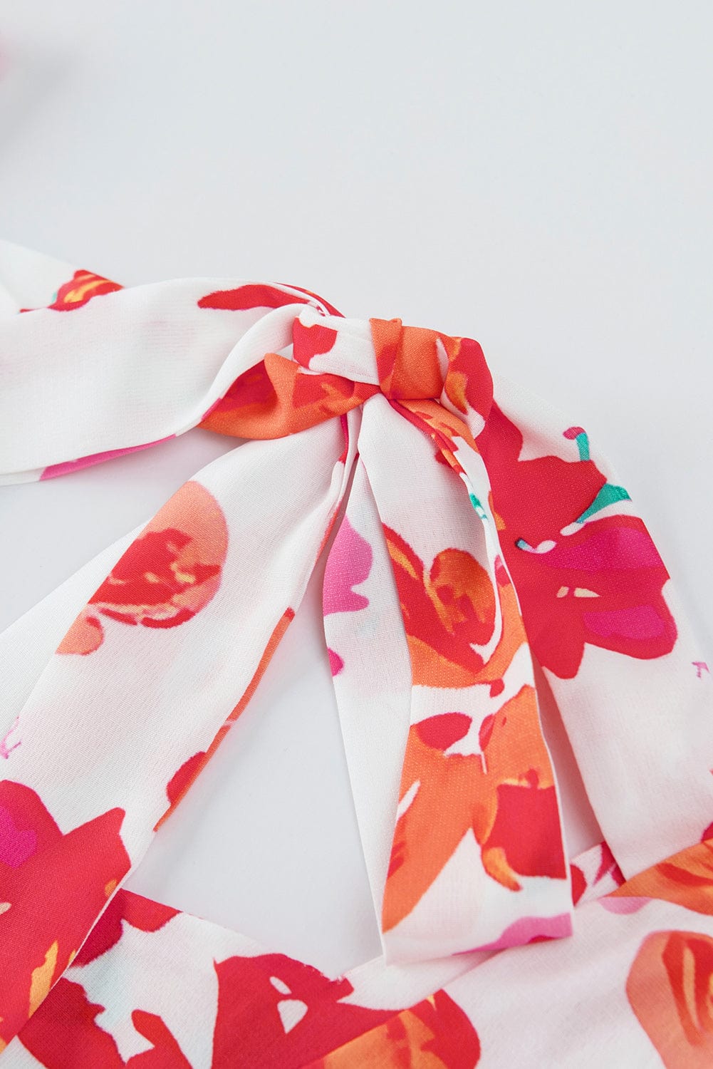 Trendsi Floral Tie Back Square Neck Blouse Floral Tie Back Square Neck Blouse