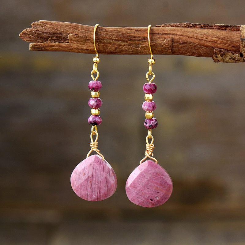 Trendsi Moonlit Mauve / One Size Natural Stone Bead Shape Earrings Natural Stone Bead Shape Earrings