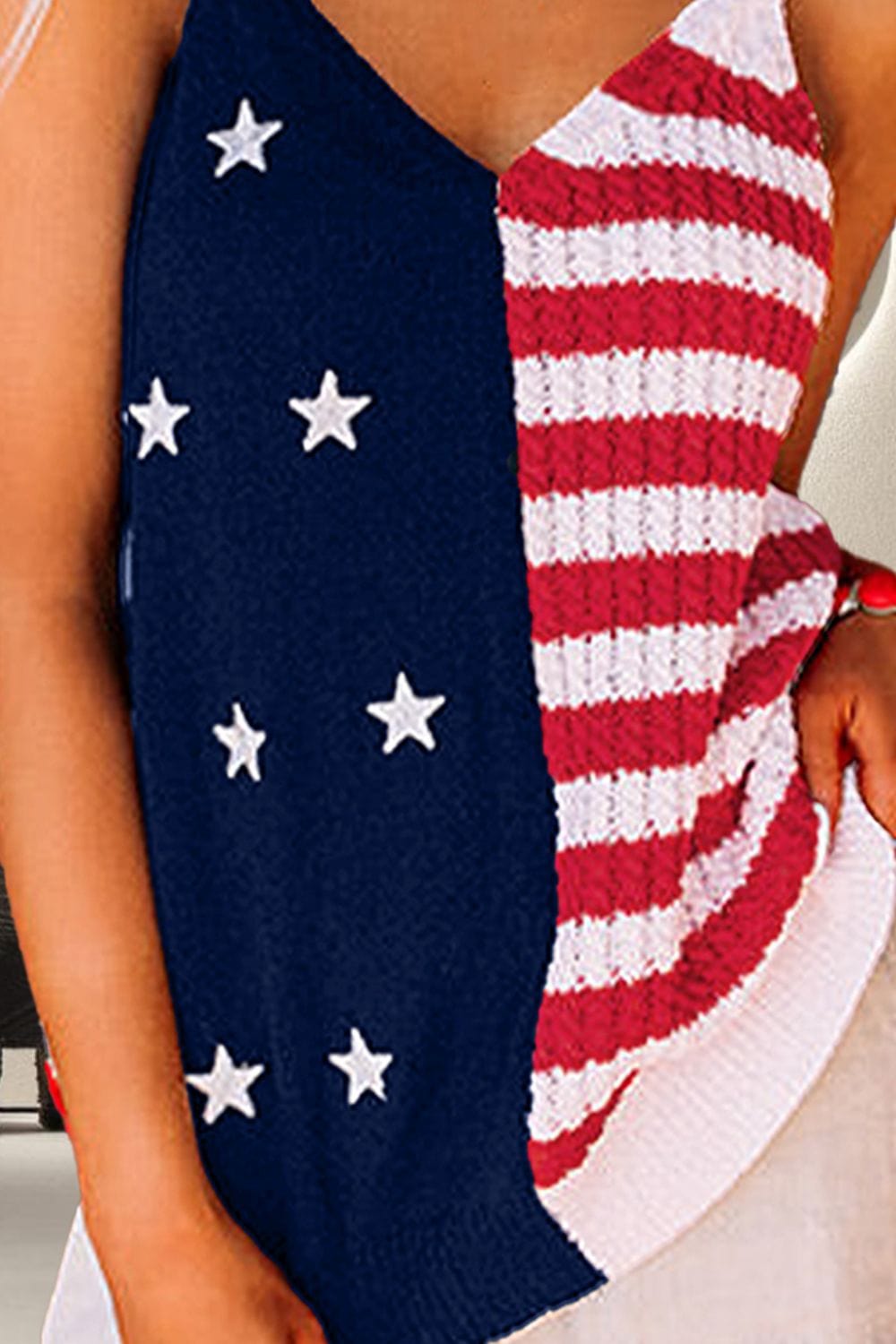 Trendsi US Flag Theme V-Neck Knit Cami US Flag Theme V-Neck Knit Cami