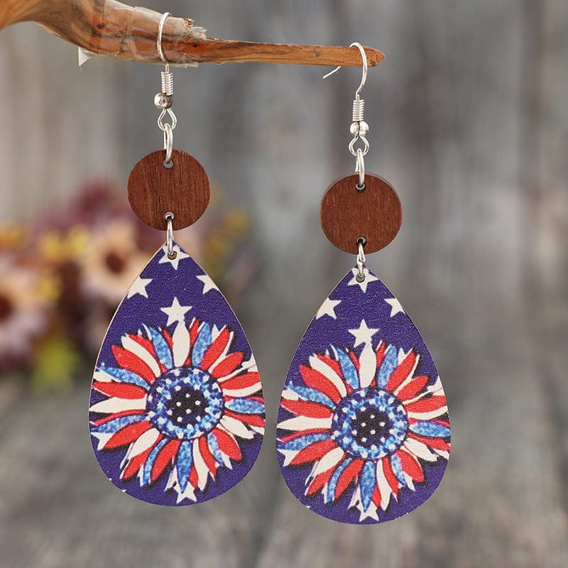 Trendsi Violet / One Size Printed PU Leather Dangle Earrings Printed PU Leather Dangle Earrings