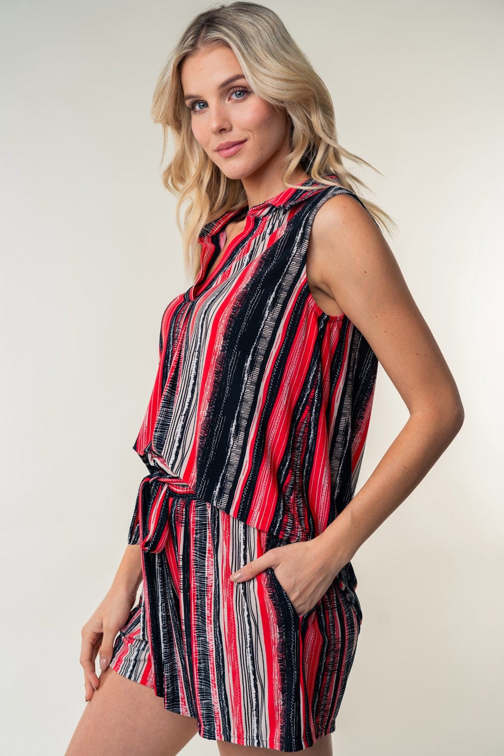 Trendsi White Birch Full Size High Waisted Striped Shorts White Birch Full Size High Waisted Striped Shorts