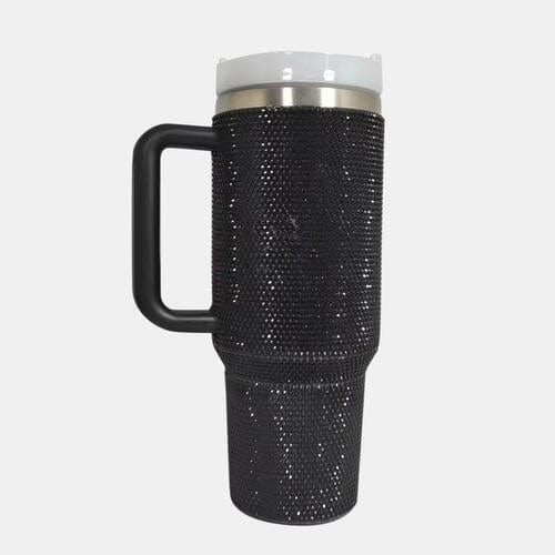 Basic Beaches Collective Black / One Size Rhinestone Stainless Steel Tumbler with Straw Rhinestone Stainless Steel Tumbler with Straw