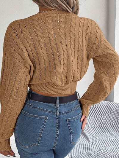 Basic Beaches Collective Twisted Cable-Knit V-Neck Sweater Twisted Cable-Knit V-Neck Sweater