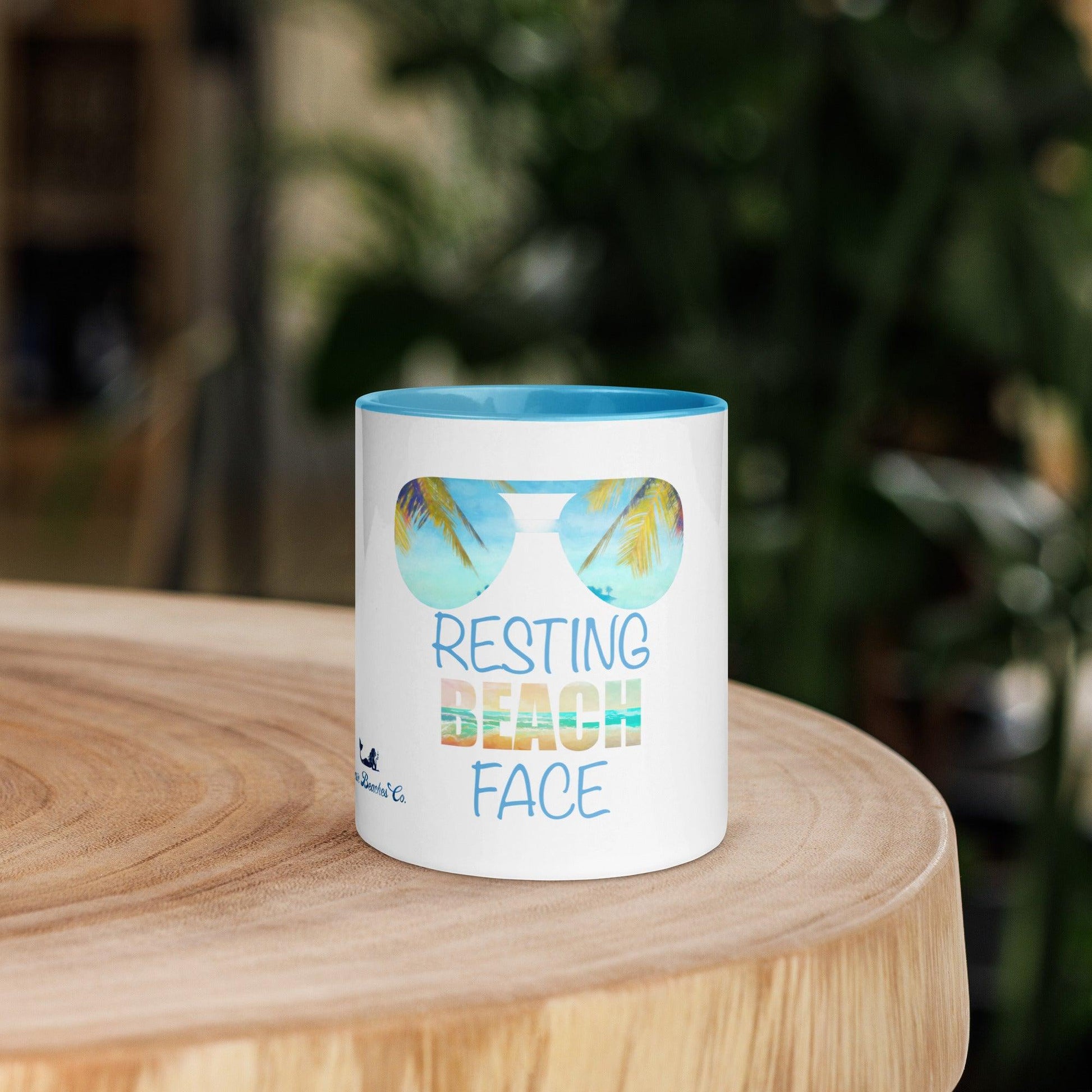Basic Beaches Collective 11 oz Resting Beach Face Mug with Color Inside Resting Beach Face Mug with Color Inside