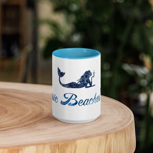 Basic Beaches Collective 15 oz Resting Beach Face Mug with Color Inside Resting Beach Face Mug with Color Inside