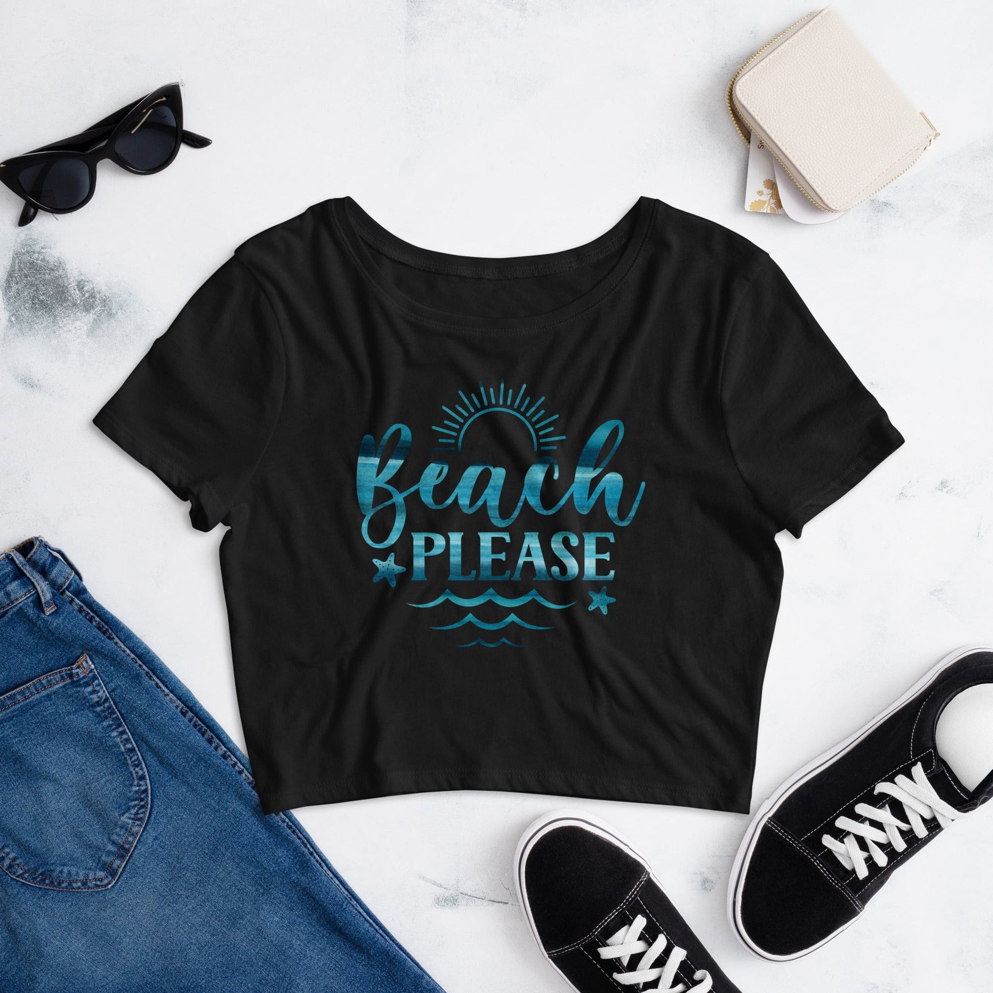 Basic Beaches Collective Black / XS/SM Beach Please Crop Tee Beach Please Crop Tee