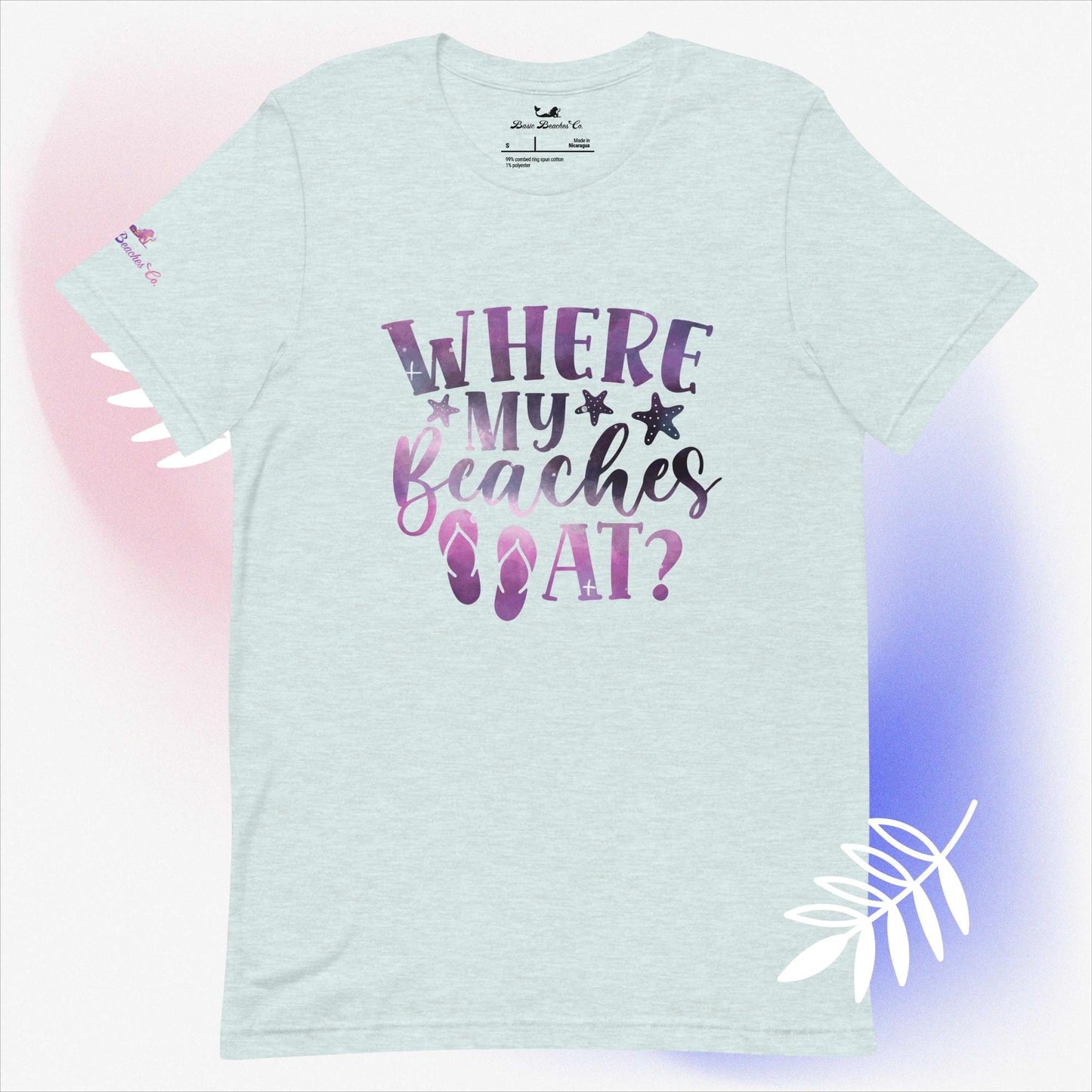 Basic Beaches Collective Heather Prism Ice Blue / S Where my Beaches At t-shirt Where my Beaches At t-shirt