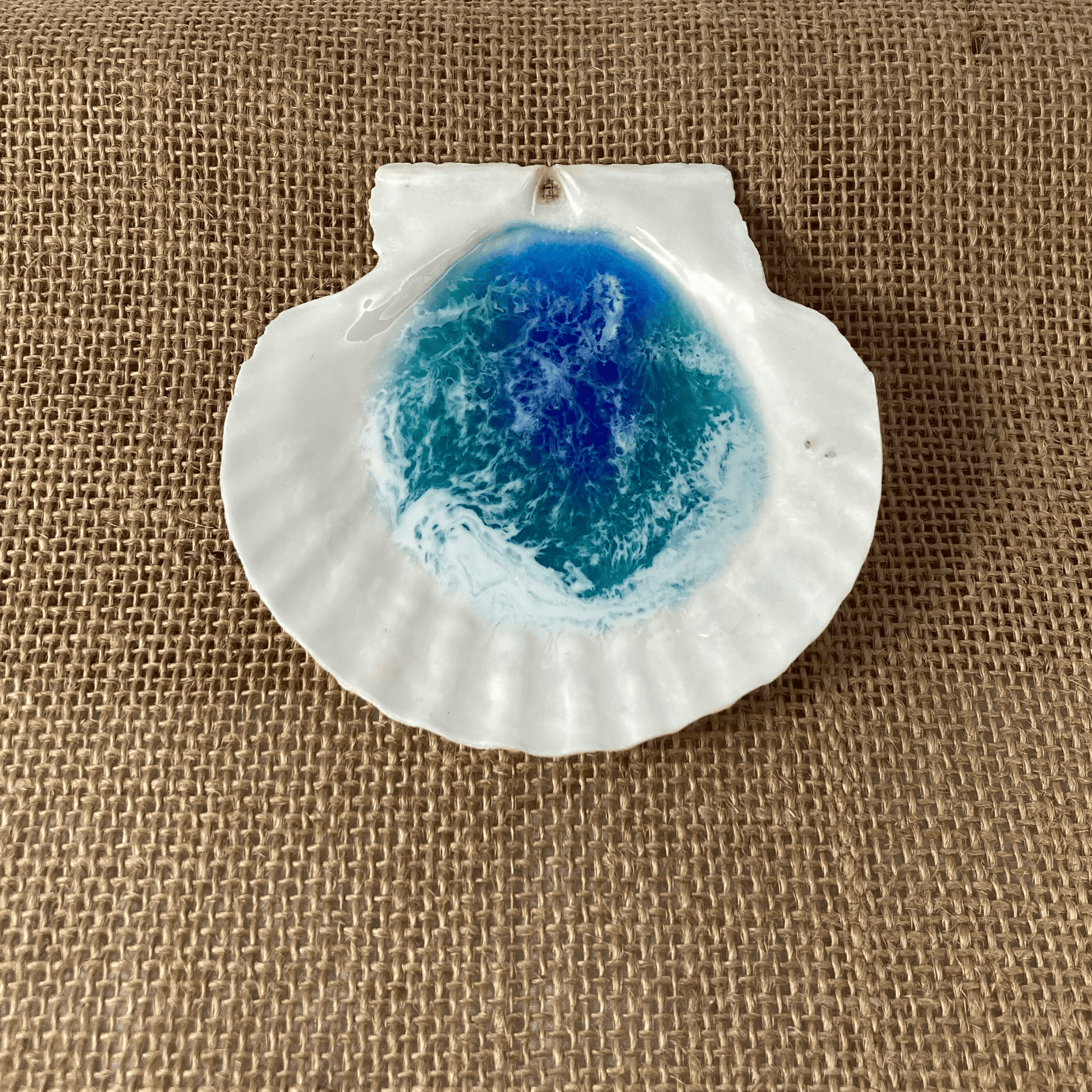 Basic Beaches Collective Large Ocean Resin Scallop Shell Jewelry Trinket Dish Large Ocean Resin Scallop Shell Jewelry Trinket Dish