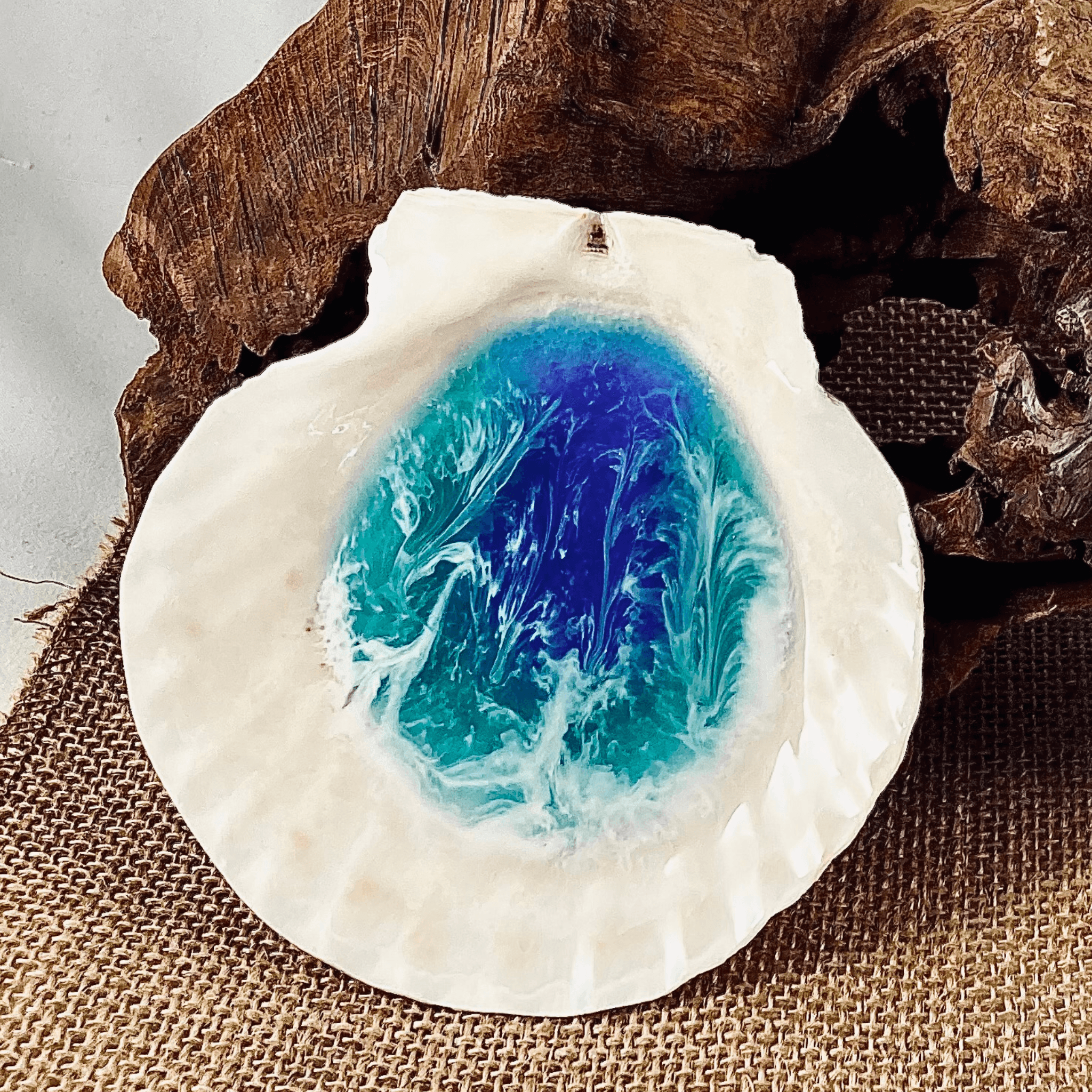 Large Ocean Resin Scallop Shell Jewelry Trinket Dish – Basic Beaches ...