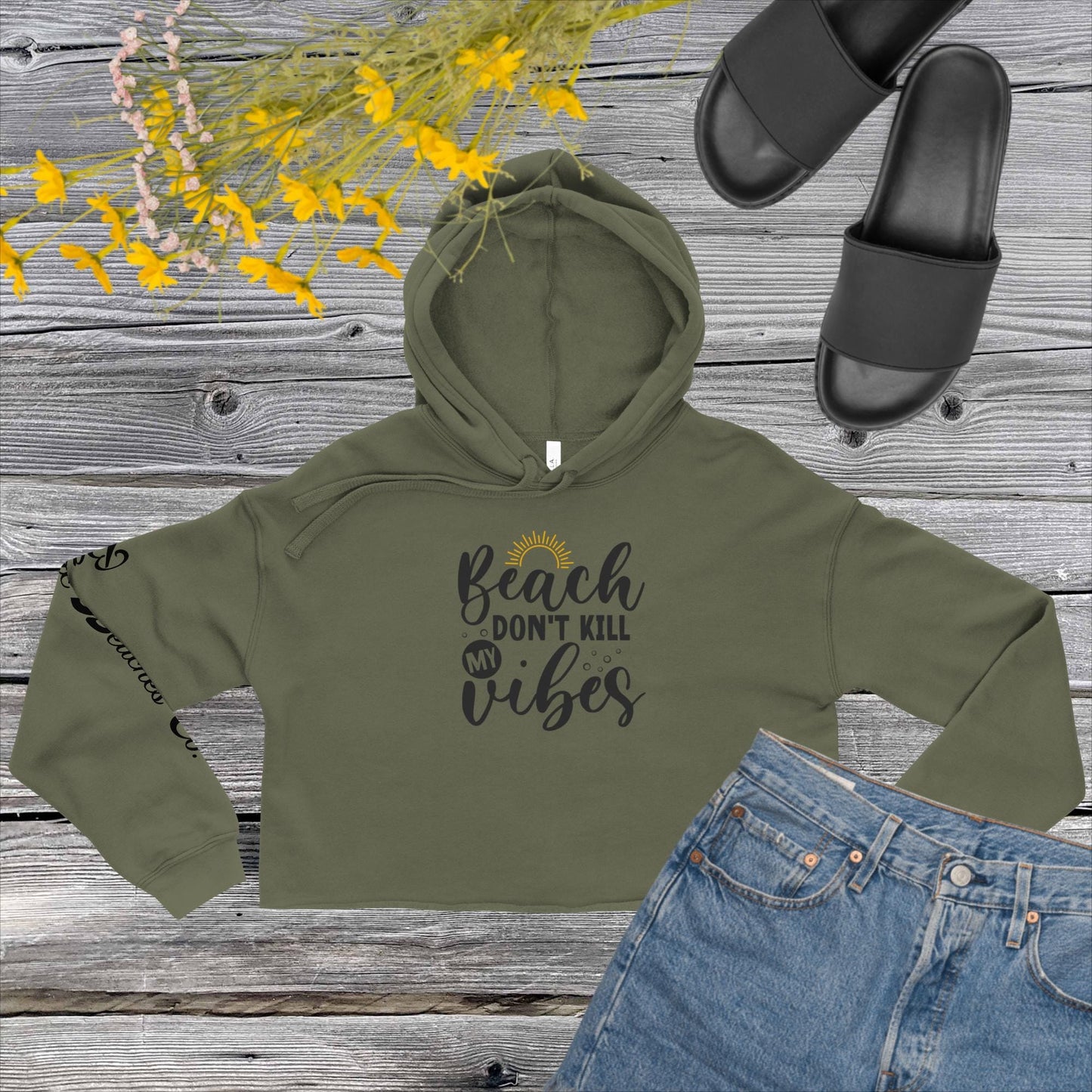 Basic Beaches Collective Military Green / S Crop Hoodie Crop Hoodie