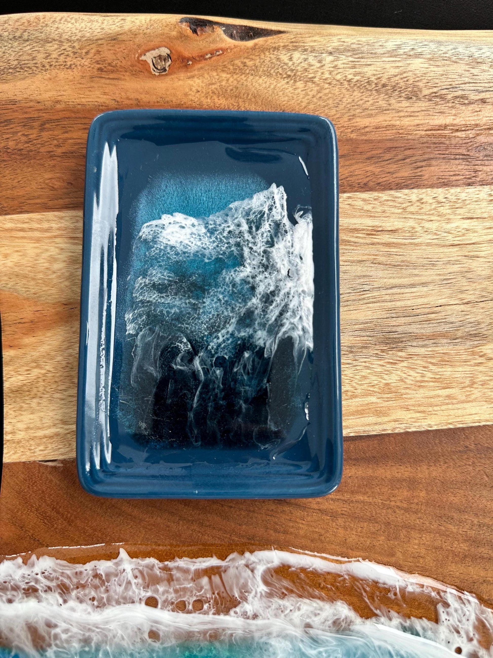 Basic Beaches Collective Ocean Tide  Resin Ceramic Soap, Jewelry, Trinket, Dish Ocean Tide  Resin Ceramic Soap, Jewelry, Trinket, Dish