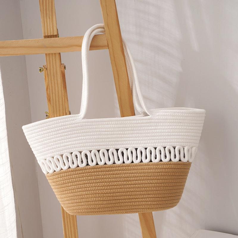 Basic Beaches Collective Photo Color / Without lining Two Tone Woven Baic Beach Bag Two Tone Woven Baic Beach Bag