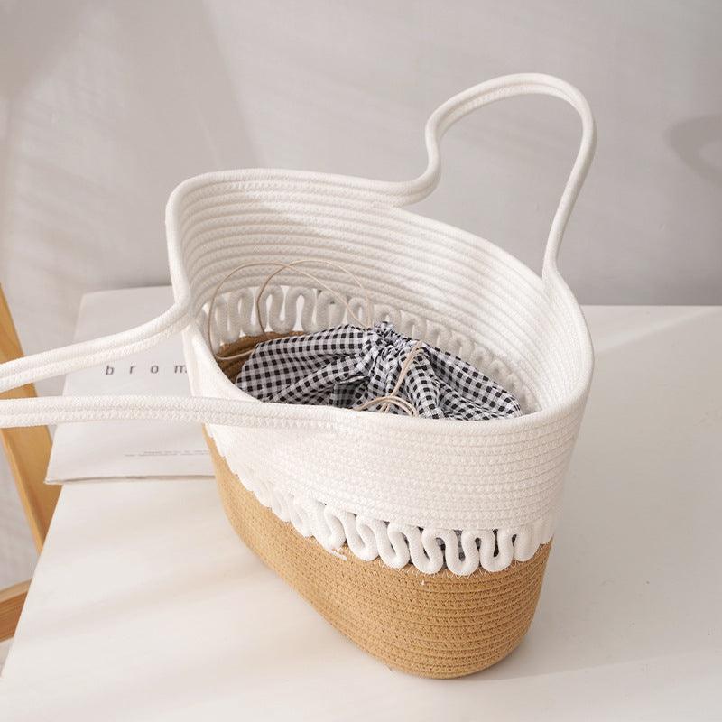 Basic Beaches Collective Photo Color / Without lining Two Tone Woven Baic Beach Bag Two Tone Woven Baic Beach Bag