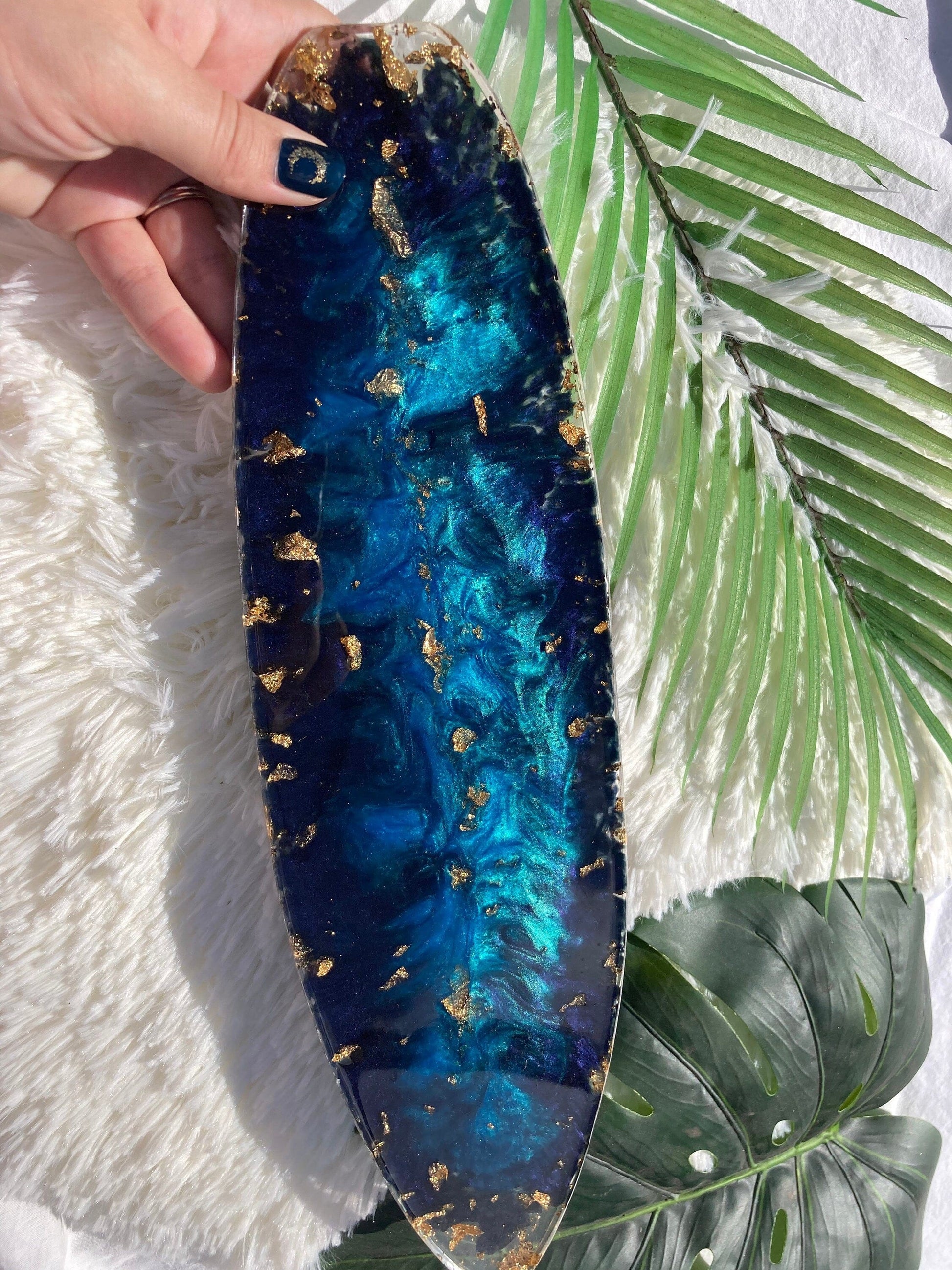 Basic Beaches Collective Resin Ocean Surf Board Tray Resin Ocean Surf Board Tray