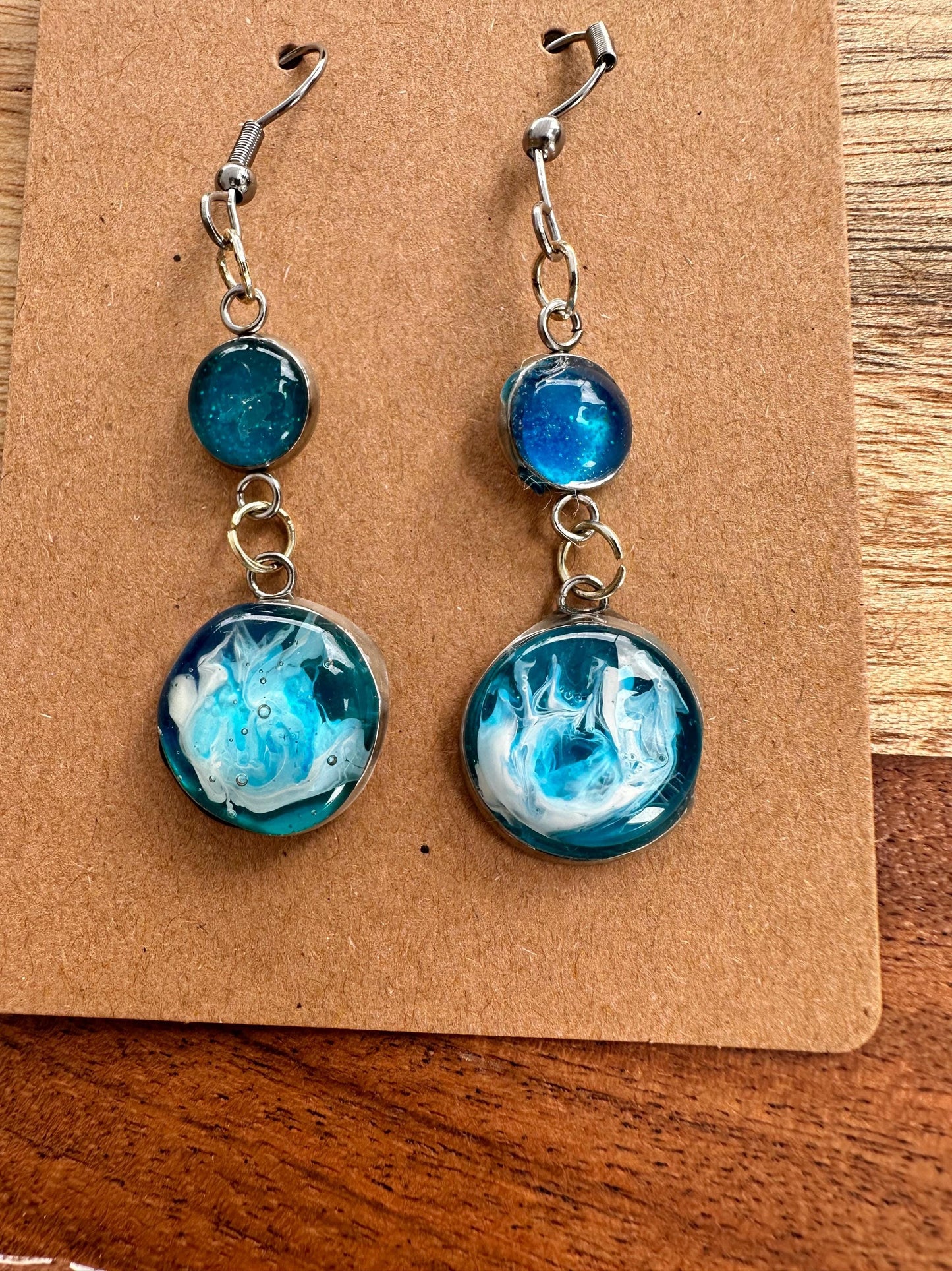 Basic Beaches Collective silver with drop Stormy Sea Resin Ocean Earrings Stormy Sea Resin Ocean Earrings