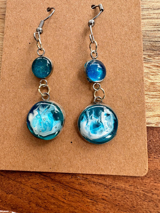 Basic Beaches Collective silver with drop Stormy Sea Resin Ocean Earrings Stormy Sea Resin Ocean Earrings