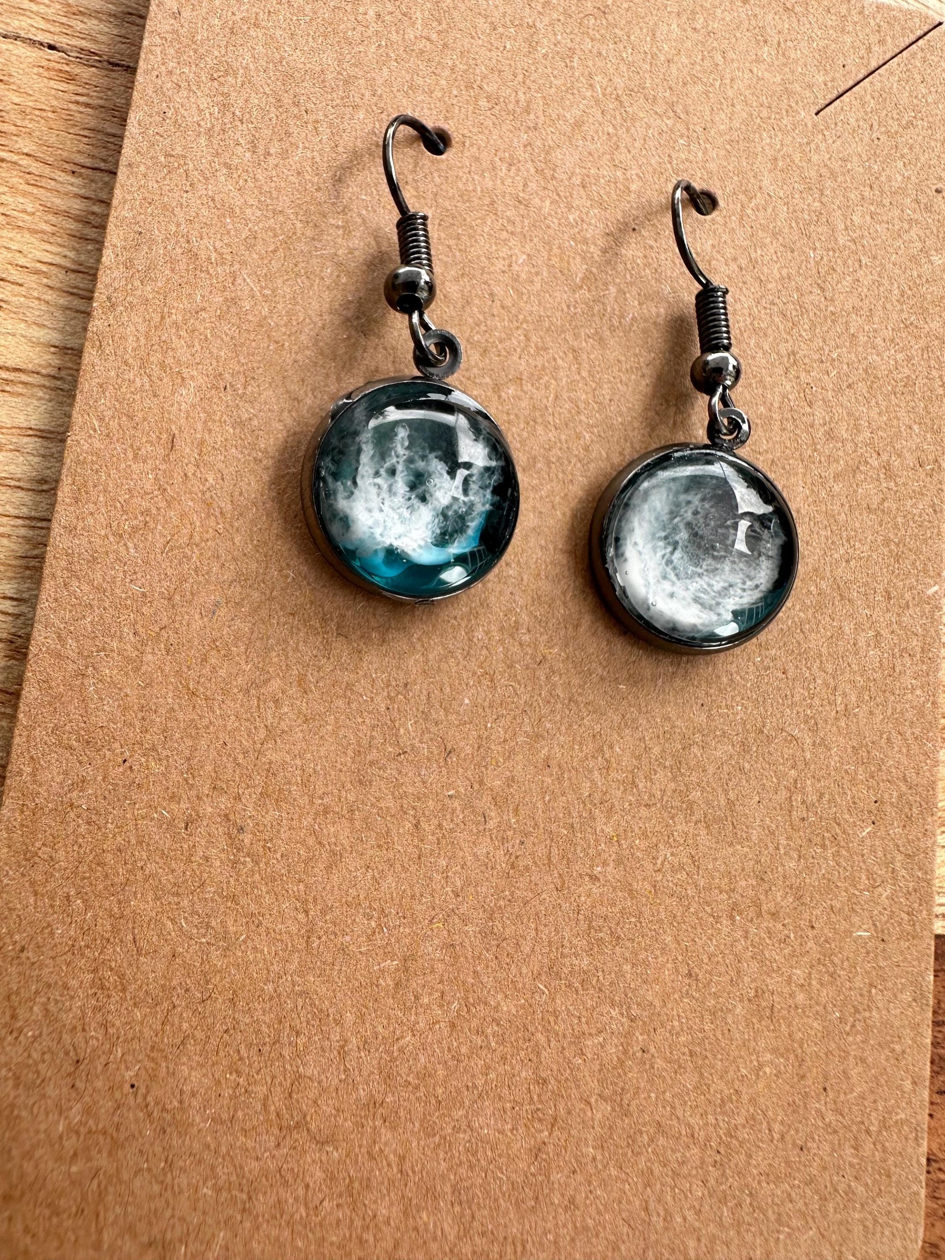 Basic Beaches Collective Stormy Sea Resin Ocean Earrings Stormy Sea Resin Ocean Earrings