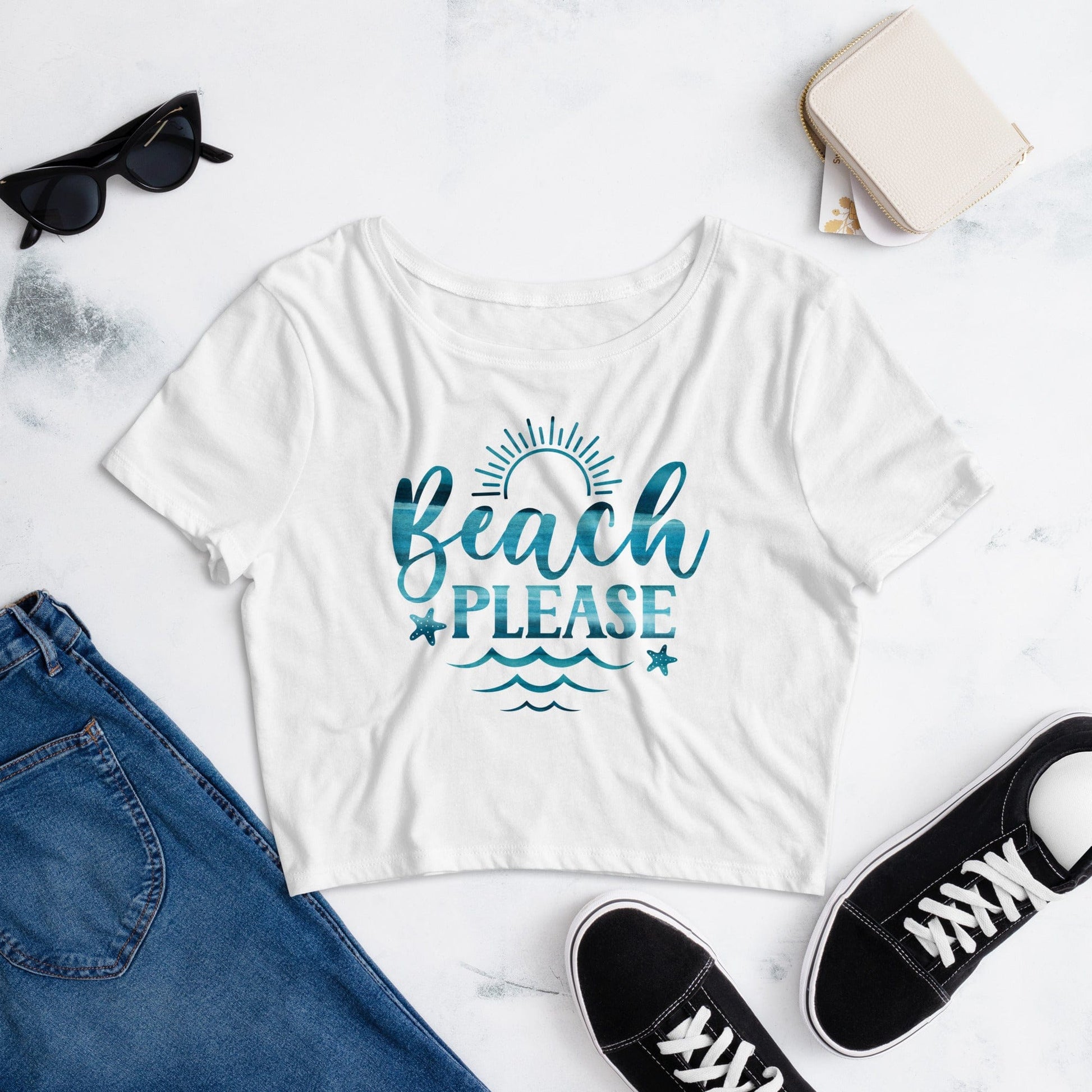 Basic Beaches Collective White / XS/SM Beach Please Crop Tee Beach Please Crop Tee