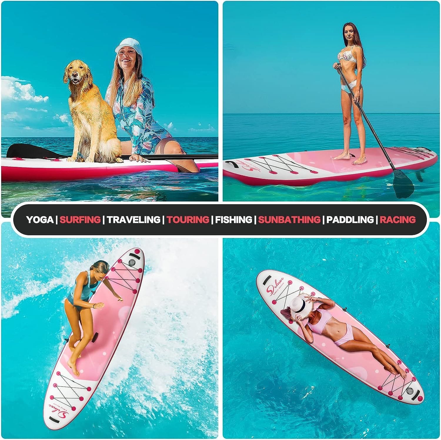 Doba as Pic Inflatable Stand Up Paddle Board – Simple Deluxe Premium SUP for All Skill Levels, Pink Paddle Boards for Adults & Youth, Blow Up Stand-Up Paddleboards with Accessories & Backpack, Surf Control Inflatable Stand Up Paddle Board – Simple Deluxe Premium SUP for All Skill Levels, Pink Paddle Boards for Adults & Youth, Blow Up Stand-Up Paddleboards with Accessories & Backpack, Surf Control