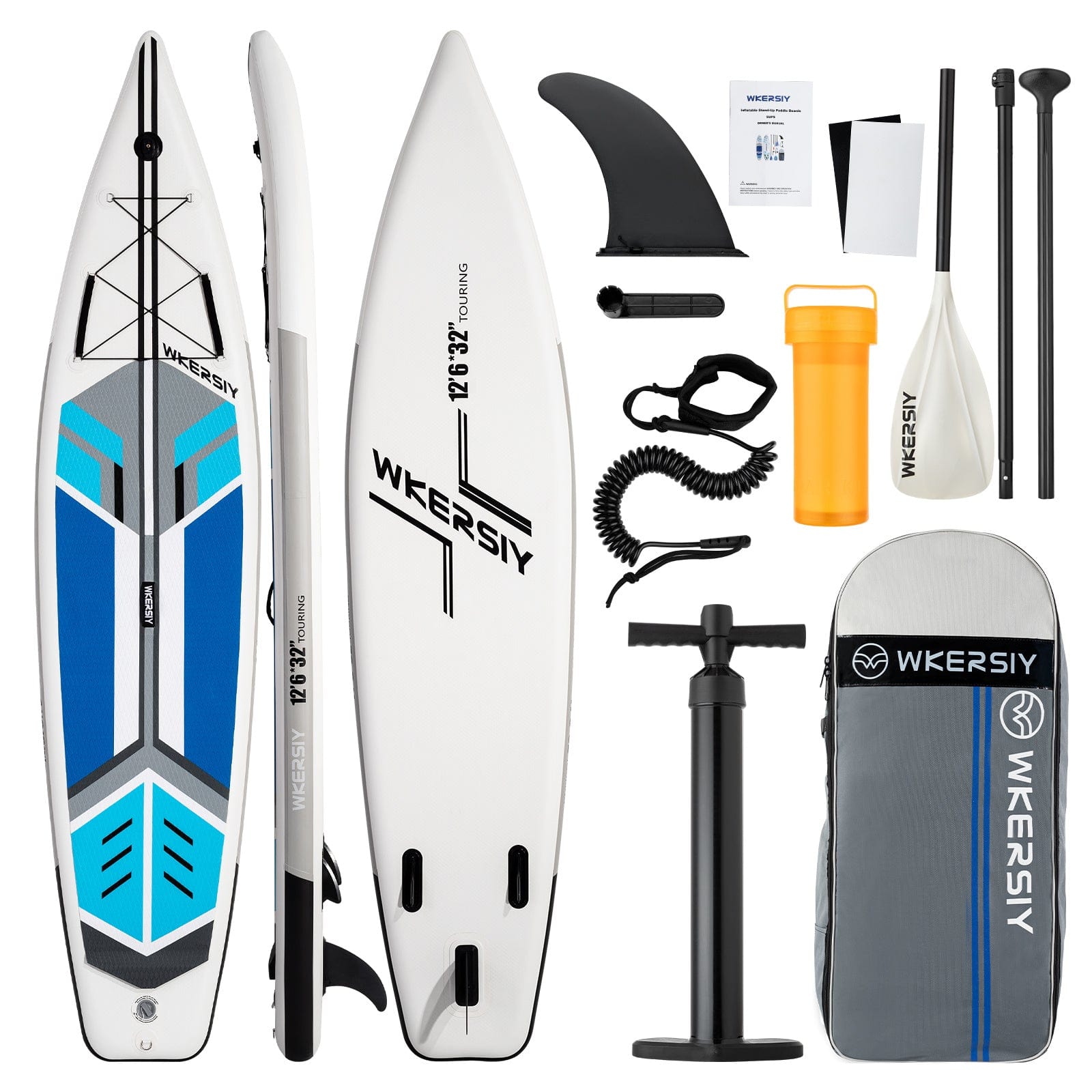 Doba Blue inflatable paddle board 12'6 touring Sup including sup paddle, paddleboard backpack, pump, leash inflatable paddle board 12'6 touring Sup including sup paddle, paddleboard backpack, pump, leash