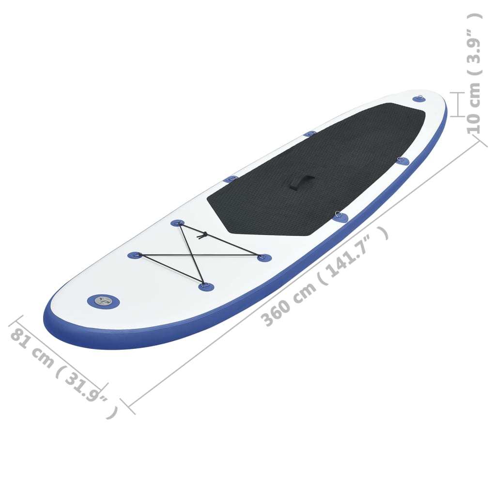 Doba Blue Stand Up Paddle Board Set SUP Surfboard Inflatable Blue and White Stand Up Paddle Board Set SUP Surfboard Inflatable Blue and White