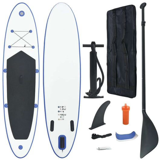 Doba Blue Stand Up Paddle Board Set SUP Surfboard Inflatable Blue and White Stand Up Paddle Board Set SUP Surfboard Inflatable Blue and White