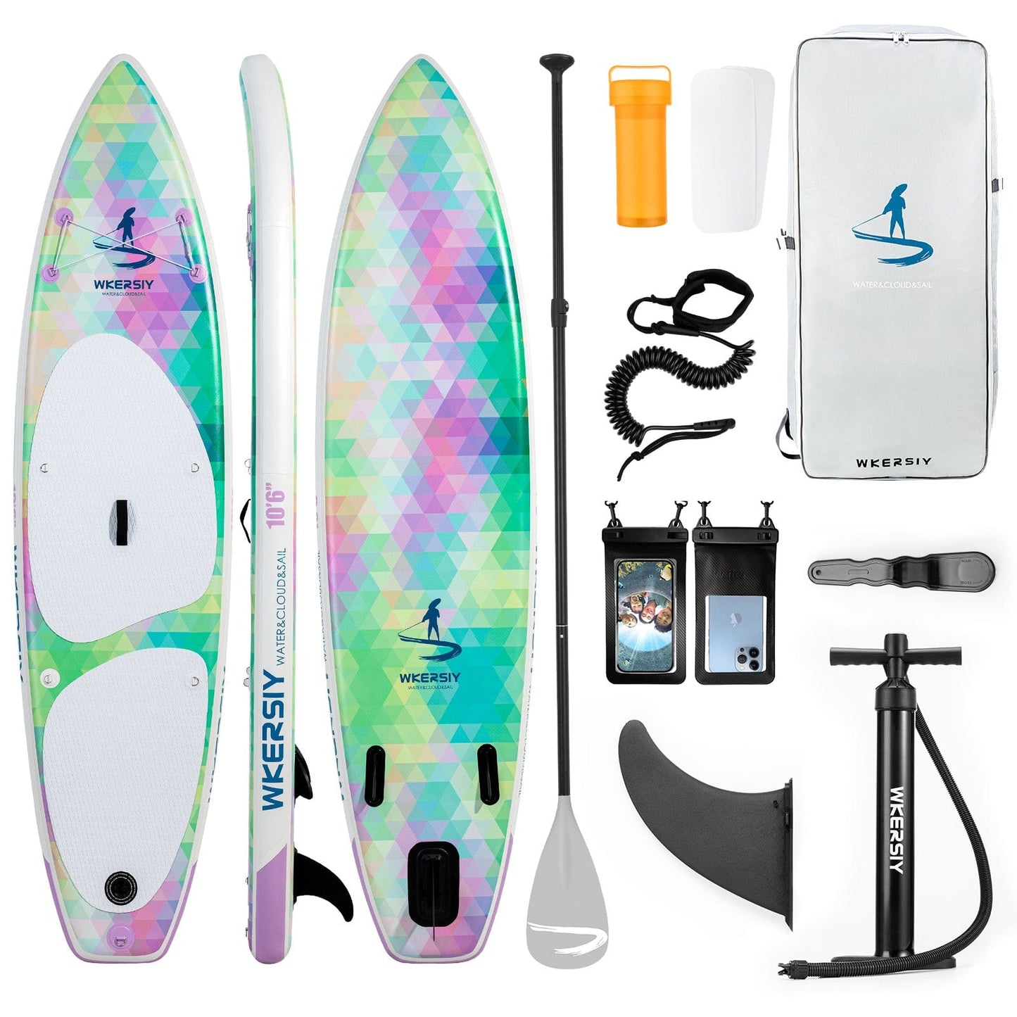 Doba colorful inflatable paddle board 10'6 including sup paddle, paddleboard backpack, pump, leash inflatable paddle board 10'6 including sup paddle, paddleboard backpack, pump, leash