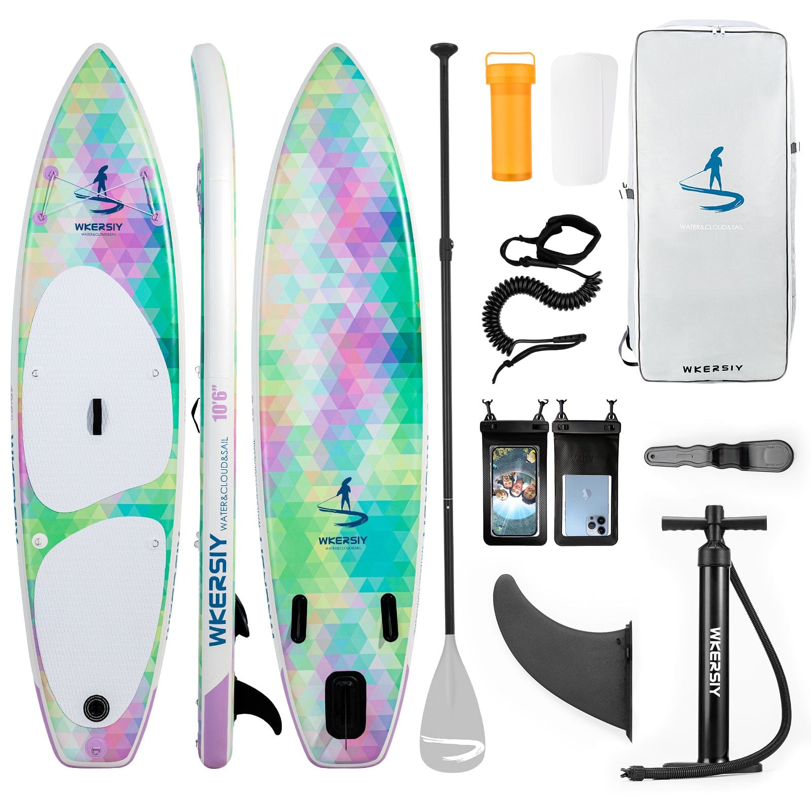Doba colorful inflatable paddle board 10'6 including sup paddle, paddleboard backpack, pump, leash inflatable paddle board 10'6 including sup paddle, paddleboard backpack, pump, leash