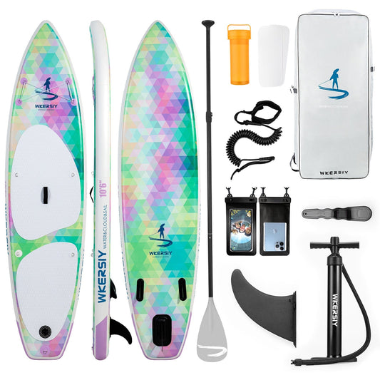 Doba colorful inflatable paddle board 10'6 including sup paddle, paddleboard backpack, pump, leash inflatable paddle board 10'6 including sup paddle, paddleboard backpack, pump, leash
