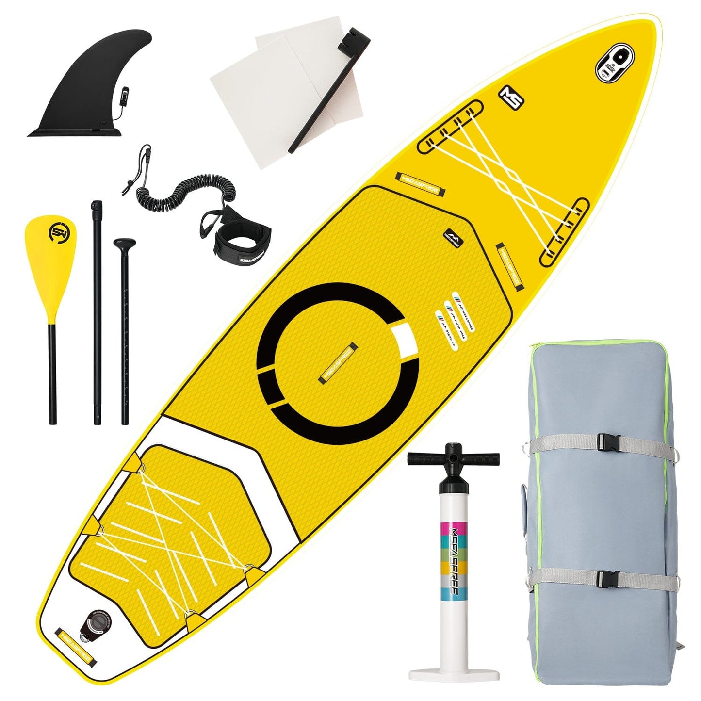 Doba Ms-yellow Inflatable Stand Up Paddle Board with Premium iSUP Bundle Accessory Pack, Durable, Lightweight with Stable Wide Stance - SUP for All Skill Levels Inflatable Stand Up Paddle Board with Premium iSUP Bundle Accessory Pack, Durable, Lightweight with Stable Wide Stance - SUP for All Skill Levels