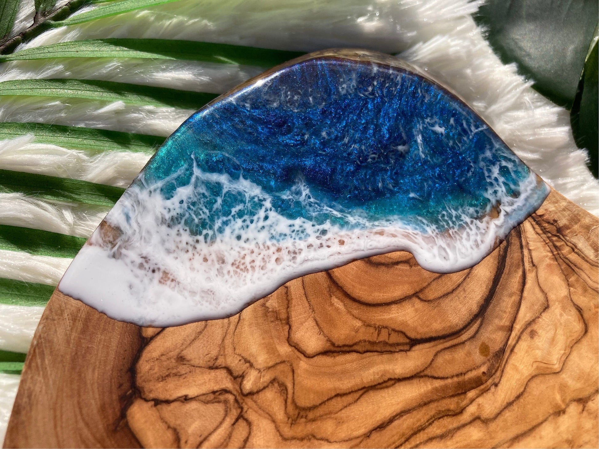 Ocean Charcuterie Board, Resin Charcuterie Board, Ocean Waves Cutting Board, Nautical Cheese Serving Tray, Beach House Decor Gift