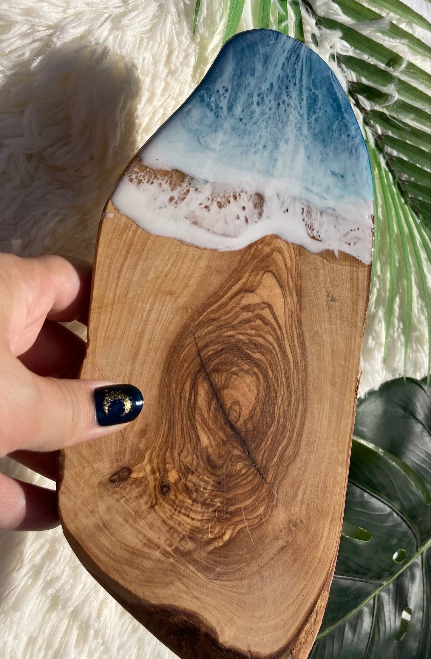 Ocean Charcuterie Board, Resin Charcuterie Board, Ocean Waves Cutting Board, Nautical Cheese Serving Tray, Beach House Decor Gift