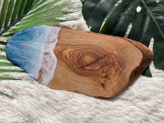 Ocean Charcuterie Board, Resin Charcuterie Board, Ocean Waves Cutting Board, Nautical Cheese Serving Tray, Beach House Decor Gift