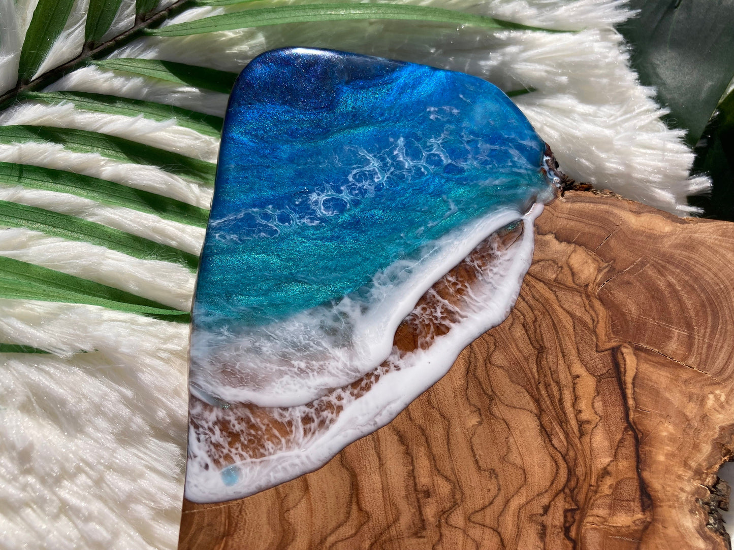 Ocean Charcuterie Board, Resin Charcuterie Board, Ocean Waves Cutting Board, Nautical Cheese Serving Tray, Beach House Decor Gift