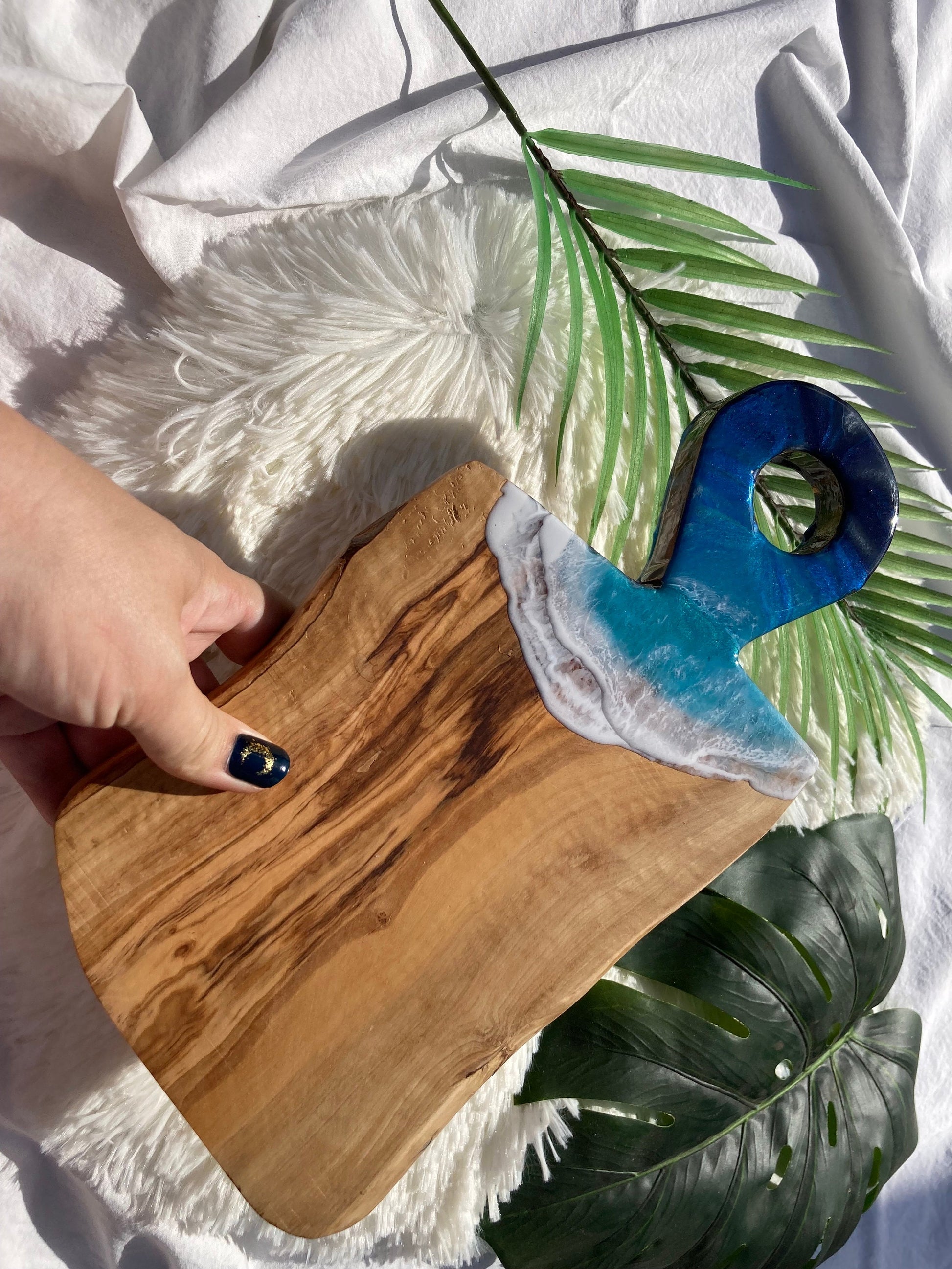 Ocean Charcuterie Board, Resin Charcuterie Board, Ocean Waves Cutting Board, Nautical Cheese Serving Tray, Beach House Decor Gift