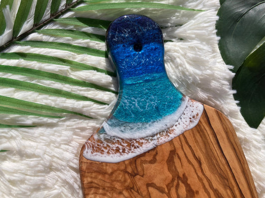 Ocean Charcuterie Board, Resin Charcuterie Board, Ocean Waves Cutting Board, Nautical Cheese Serving Tray, Beach House Decor Gift