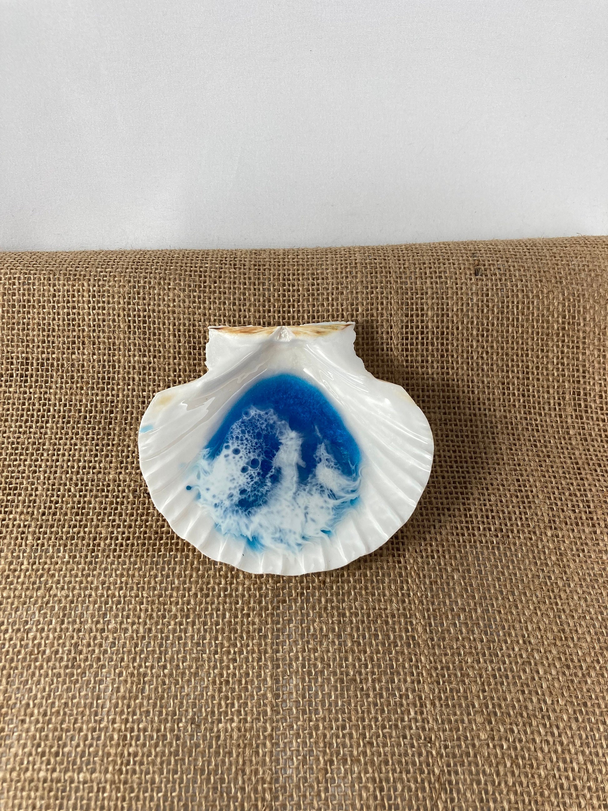 Large Ocean Resin Scallop Shell Jewelry Trinket Dish